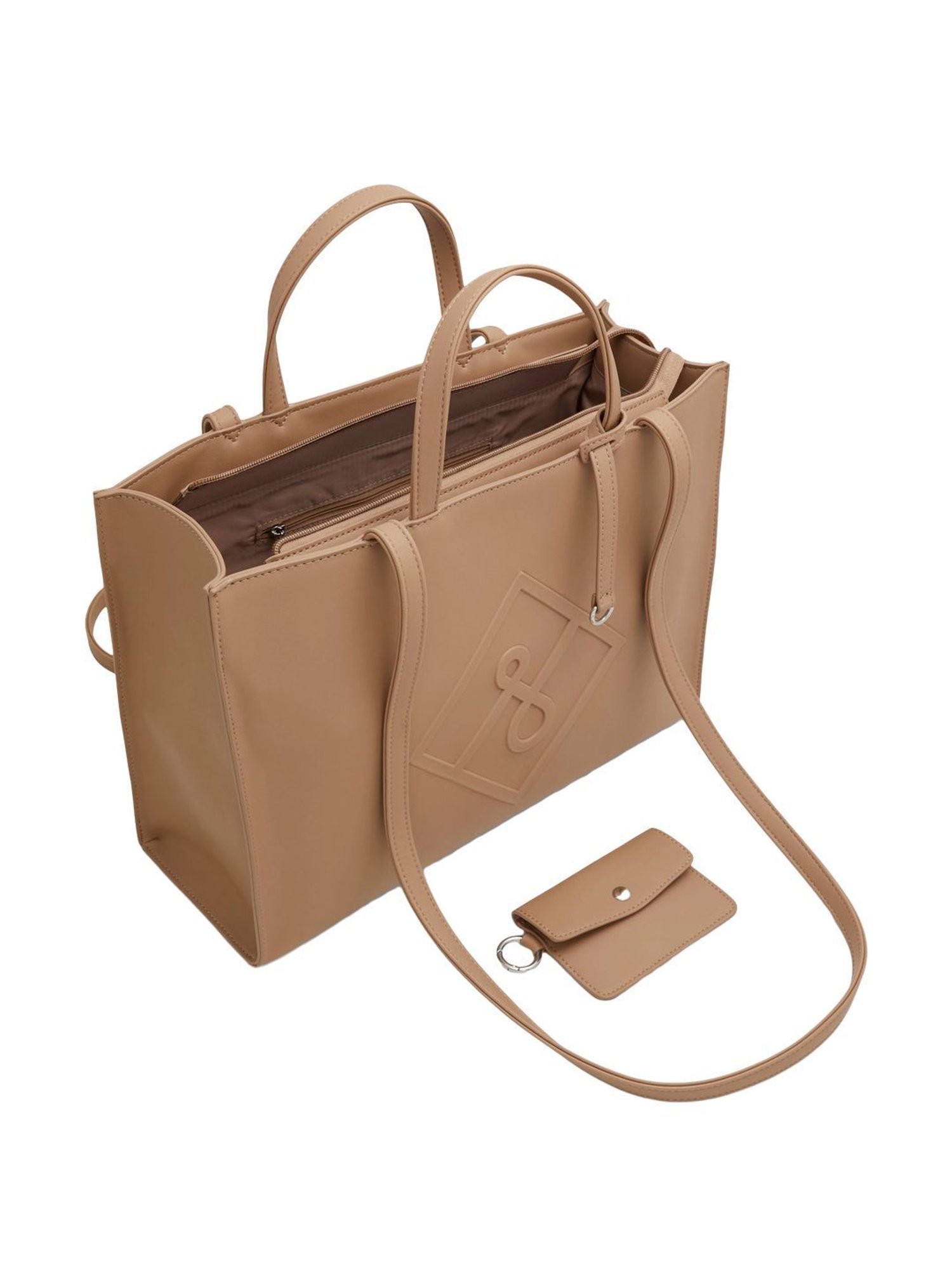 Call It Spring Beige Textured Large Tote Handbag