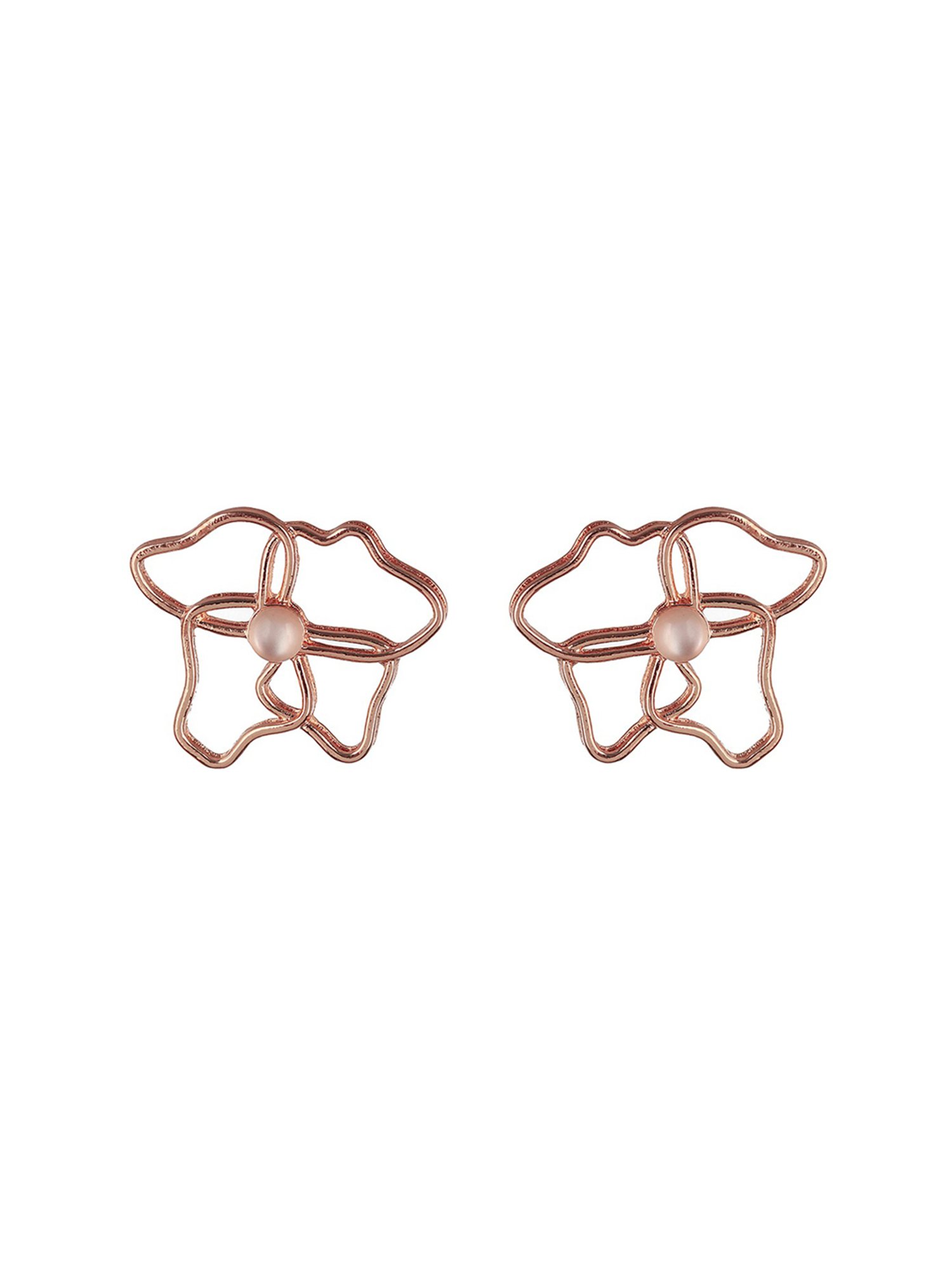 Aatmana Rose Gold-Plated CZ Studded Stud & Drop Earrings - Set of 2