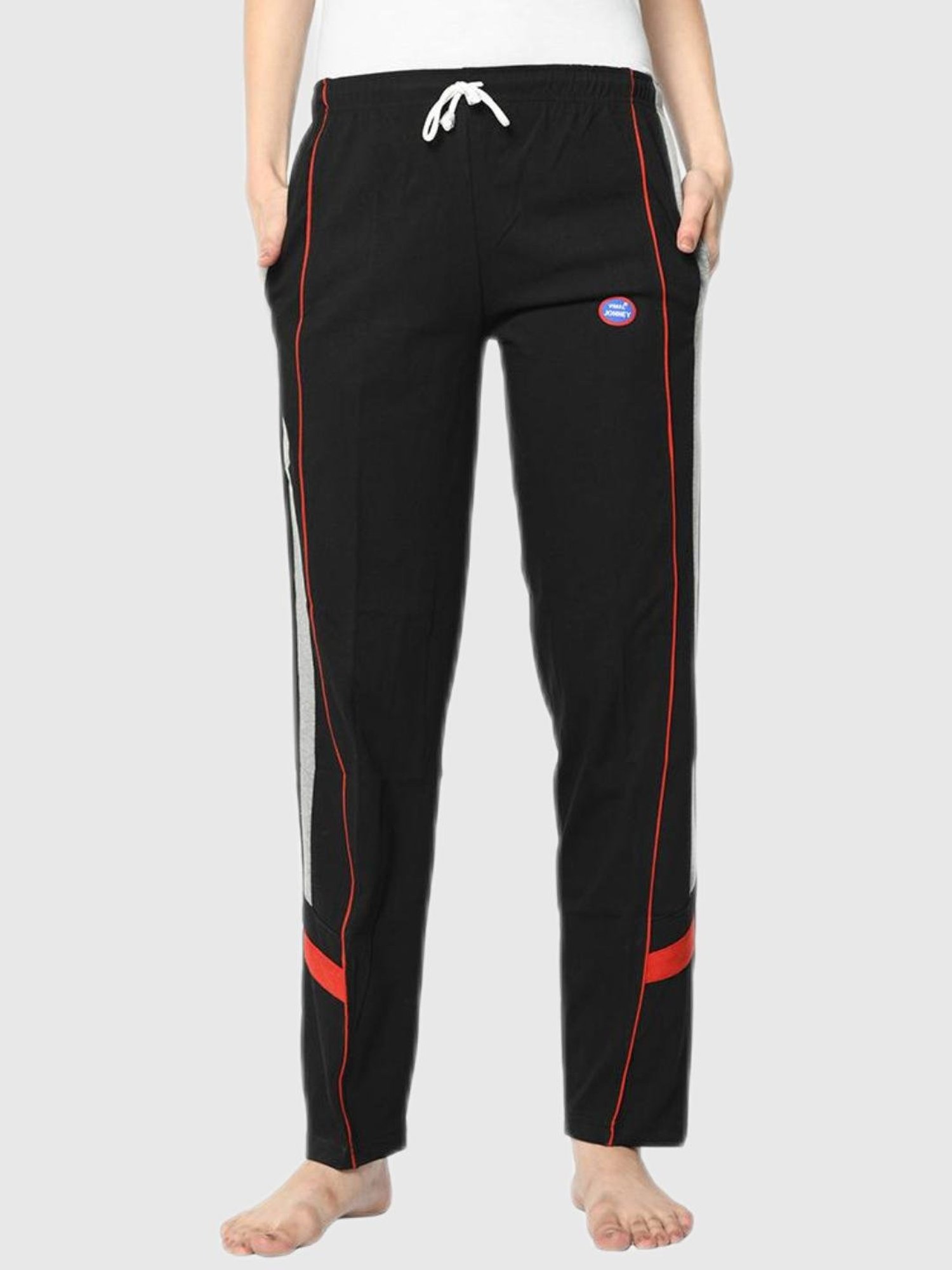 Vimal Jonney Black Stripes Print Track Pants