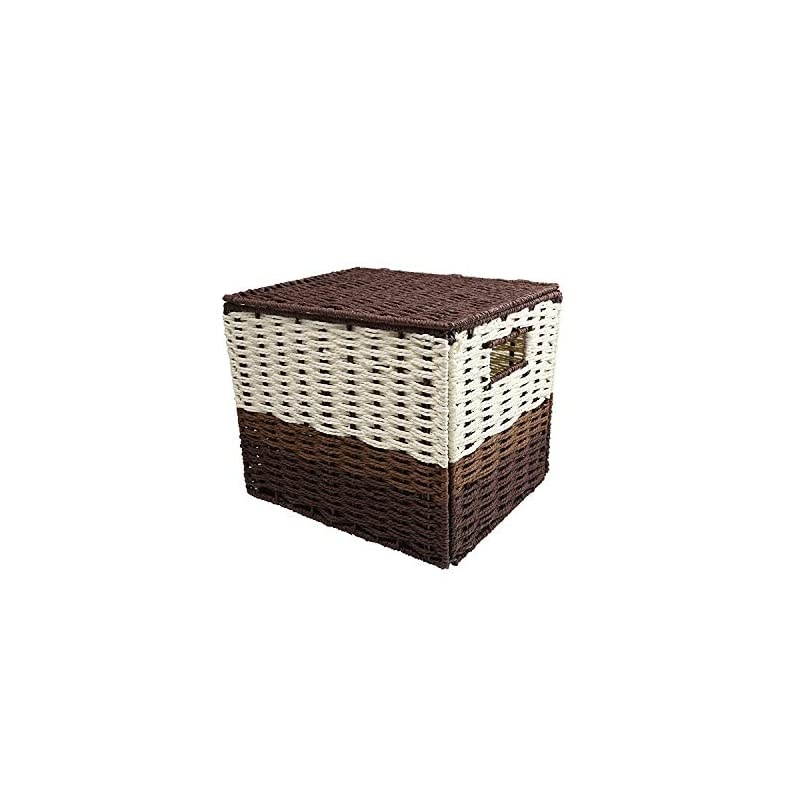 File Storage Organizer, Letter Size Hanging File Box Organizers with Lid，Decorative Seagrass Filing & Storage Office Box | Letter Size (3 Color)