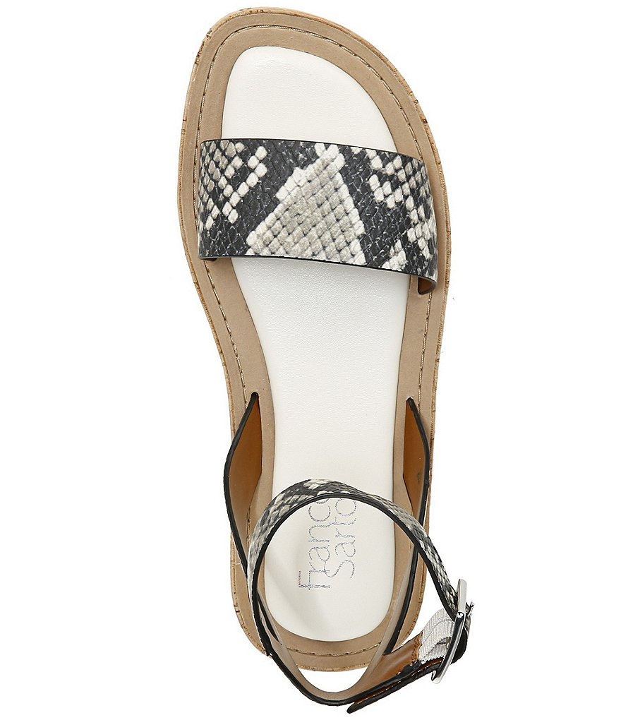 Franco Sarto Eden Snake Print Leather Ankle Strap Sandals