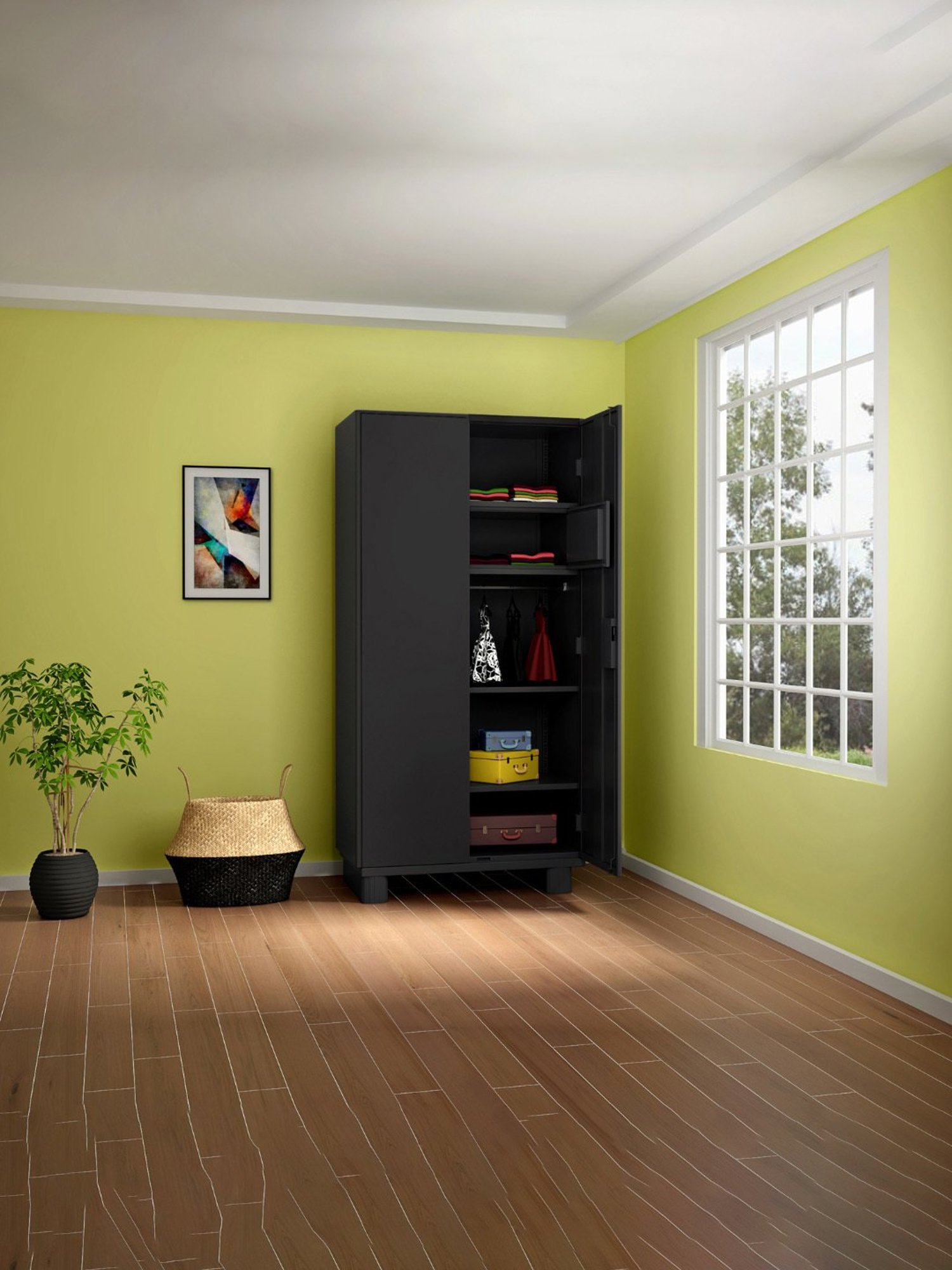 Godrej Interio Storwel  M2 2-Door Steel Almirah, Graphite Grey (1-Year Warranty, 1 Locker)
