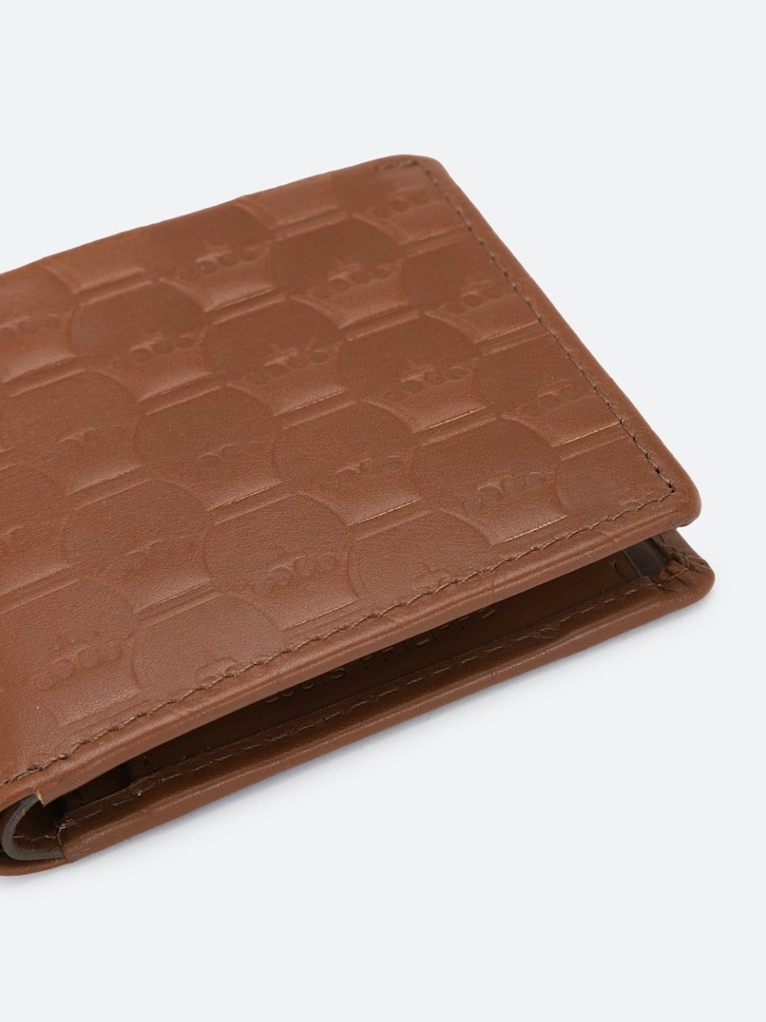 Louis Philippe Brown Leather Textured Bi-Fold Wallet