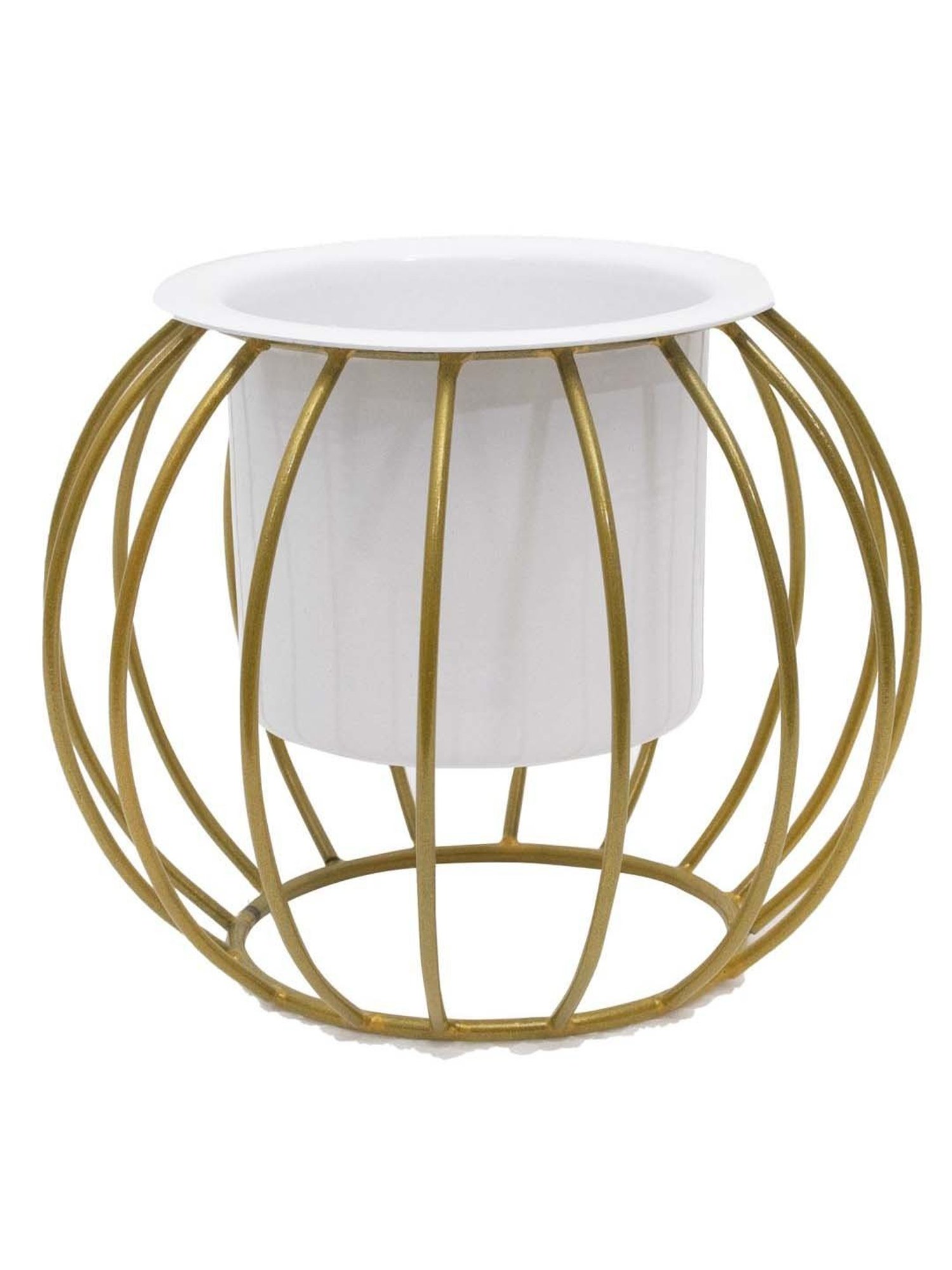 Homesake Gold & White Metal Planters Top Designer Metallic Combo Stand - Set of 2