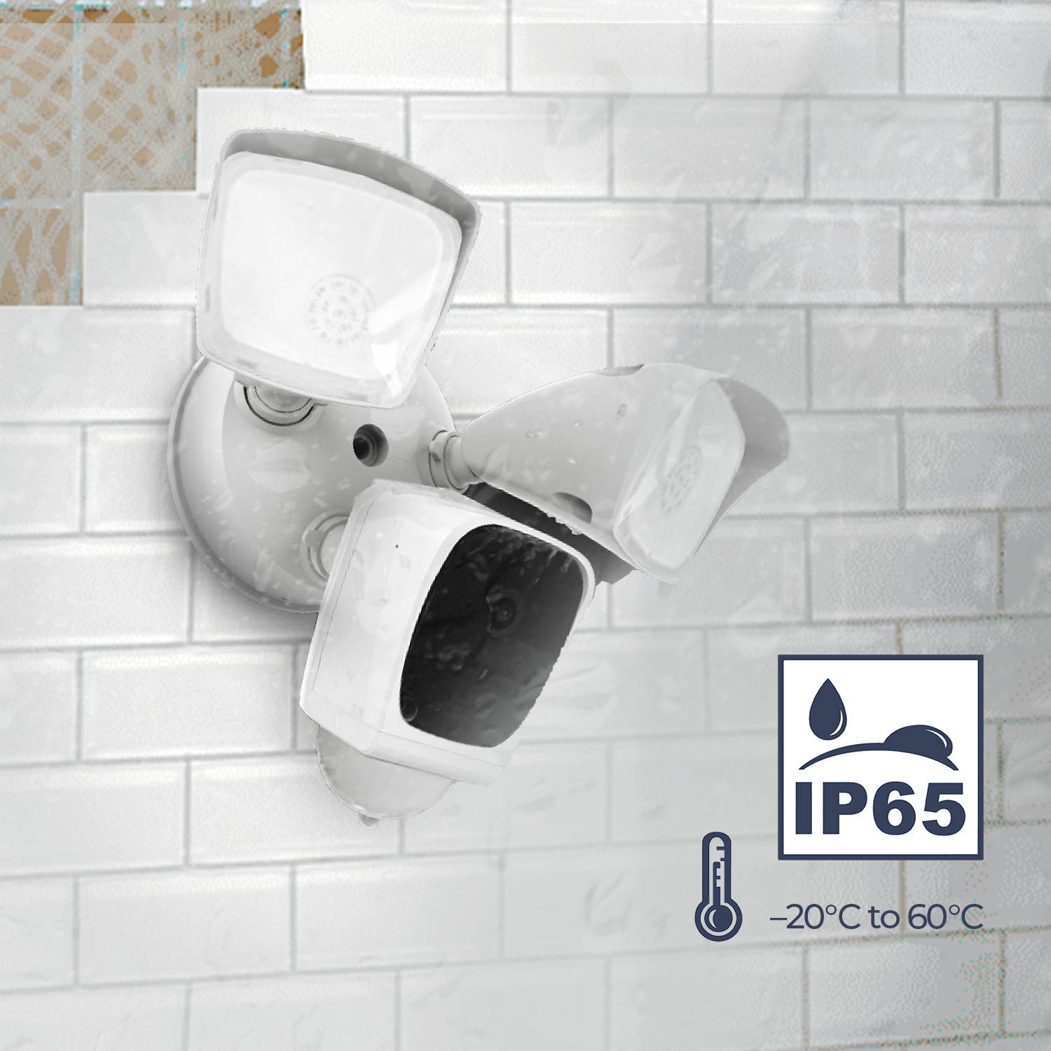 eco4life 1080p HD WiFi Surveillance Floodlight Camera, Motion-Activated, Dimmable Motion Lighting, Two-Way Talk and Siren Alarm, Works with Alexa and Google Assistant, Night Vision