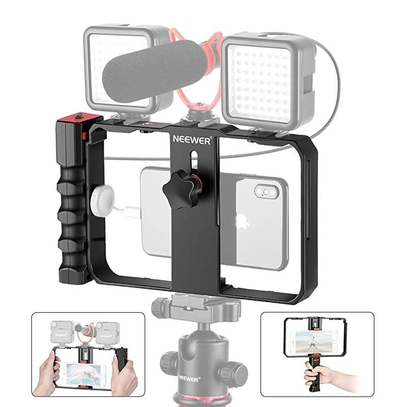 Plastic U Rig Smartphone Video Rig, Filmmaking Cage, Phone Video Stabilizer Grip Tripod Mount for Videomaker Film-Maker Video-grapher for iPhone X Xs XS Max XR X HUAWEI Samsung