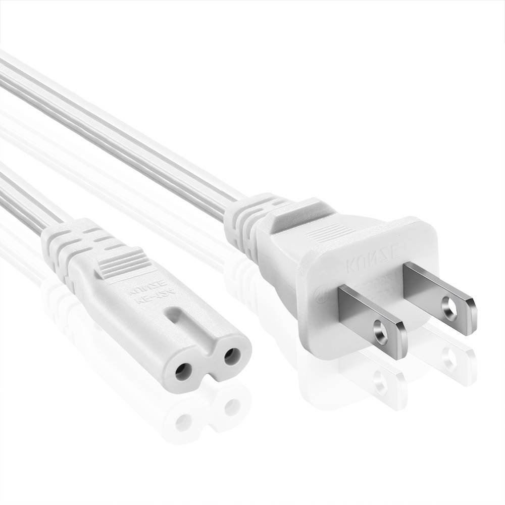 Universal 2 Prong Power Cord (3 Feet) - NEMA 1-15P to IEC320 C7 Shotgun Connector AC Power Supply Cable Wire Socket Plug Jack (White) Compatible with Apple TV, PS4, PS3 Slim, LED HDTV