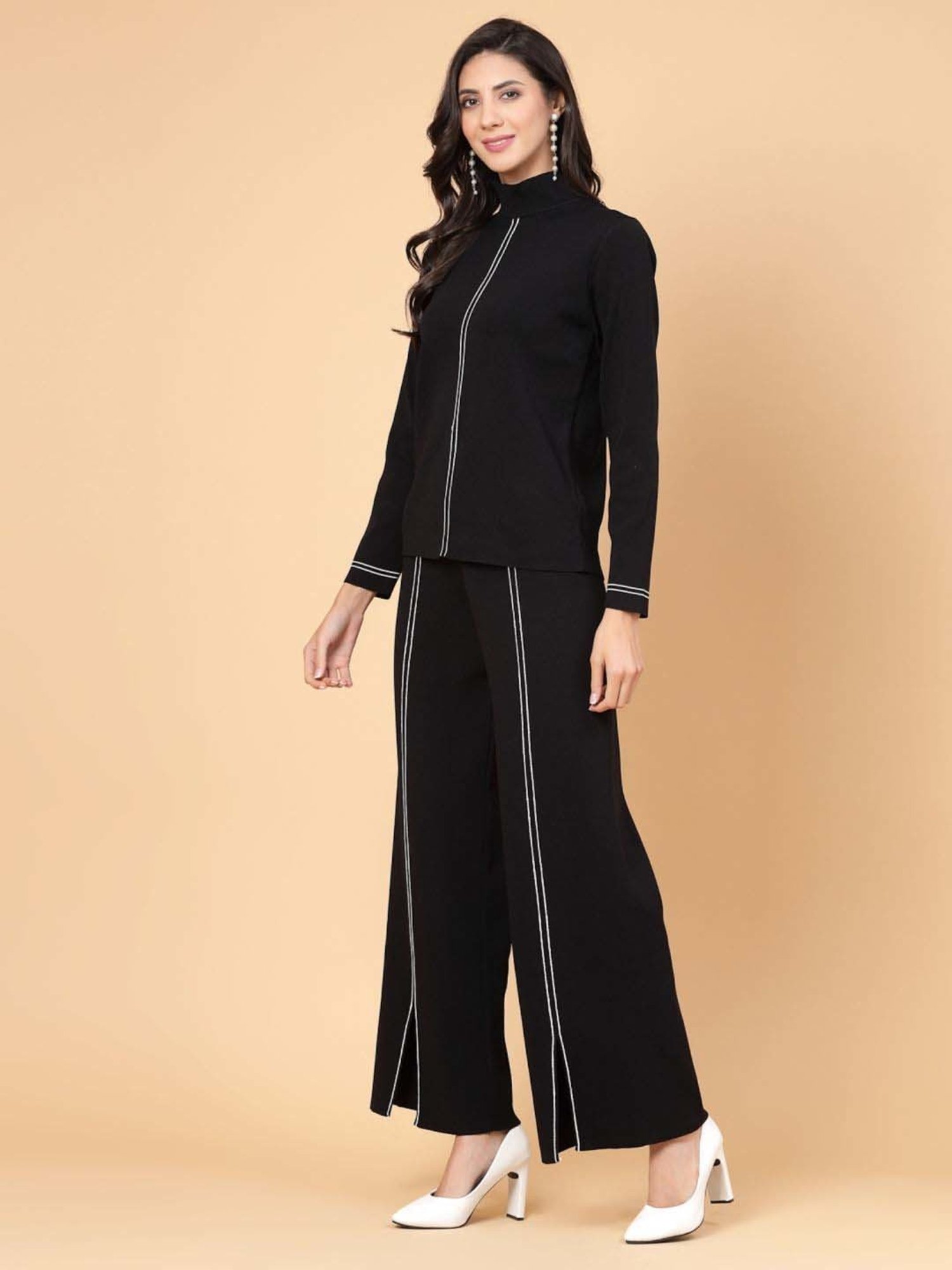 Mafadeny Black Striped T-Shirt Pants Set