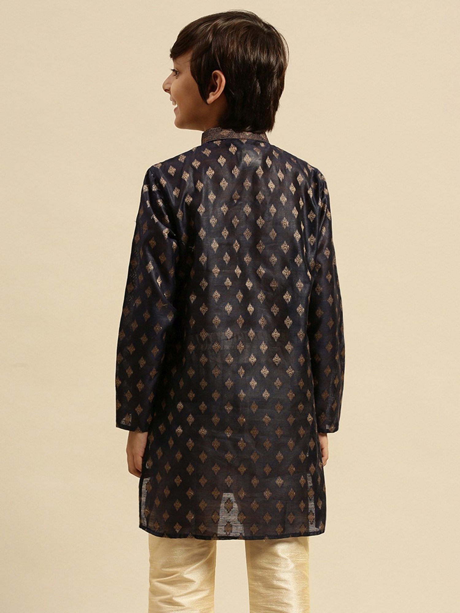 Sanwara Kids Deep Blue Embroidered Kurta