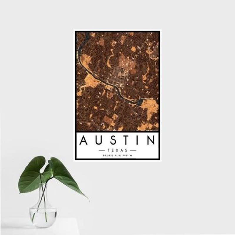 Austin - Texas Map Print in Ember