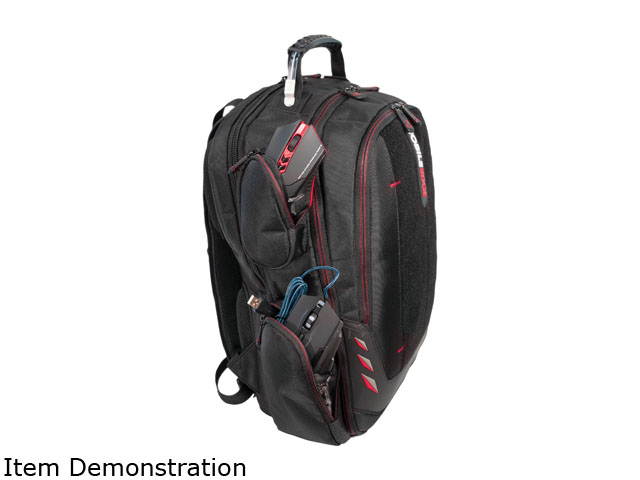 Mobile Edge - Core Gaming Checkpoint Friendly 18.4" Backpack w/Velcro Front Panel - Black with Red Trim