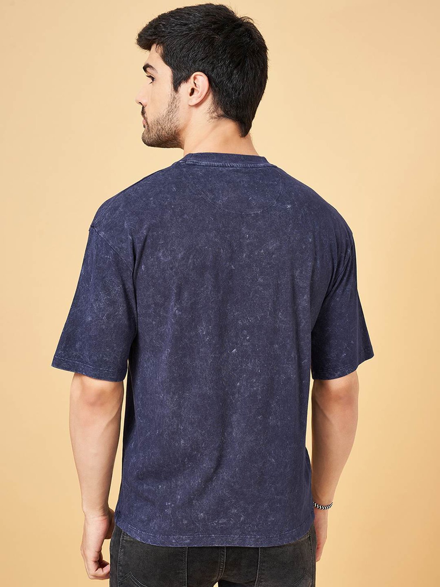 Sf Jeans By Pantaloons Faded Denim Cotton Regular Fit Printed T-Shirt