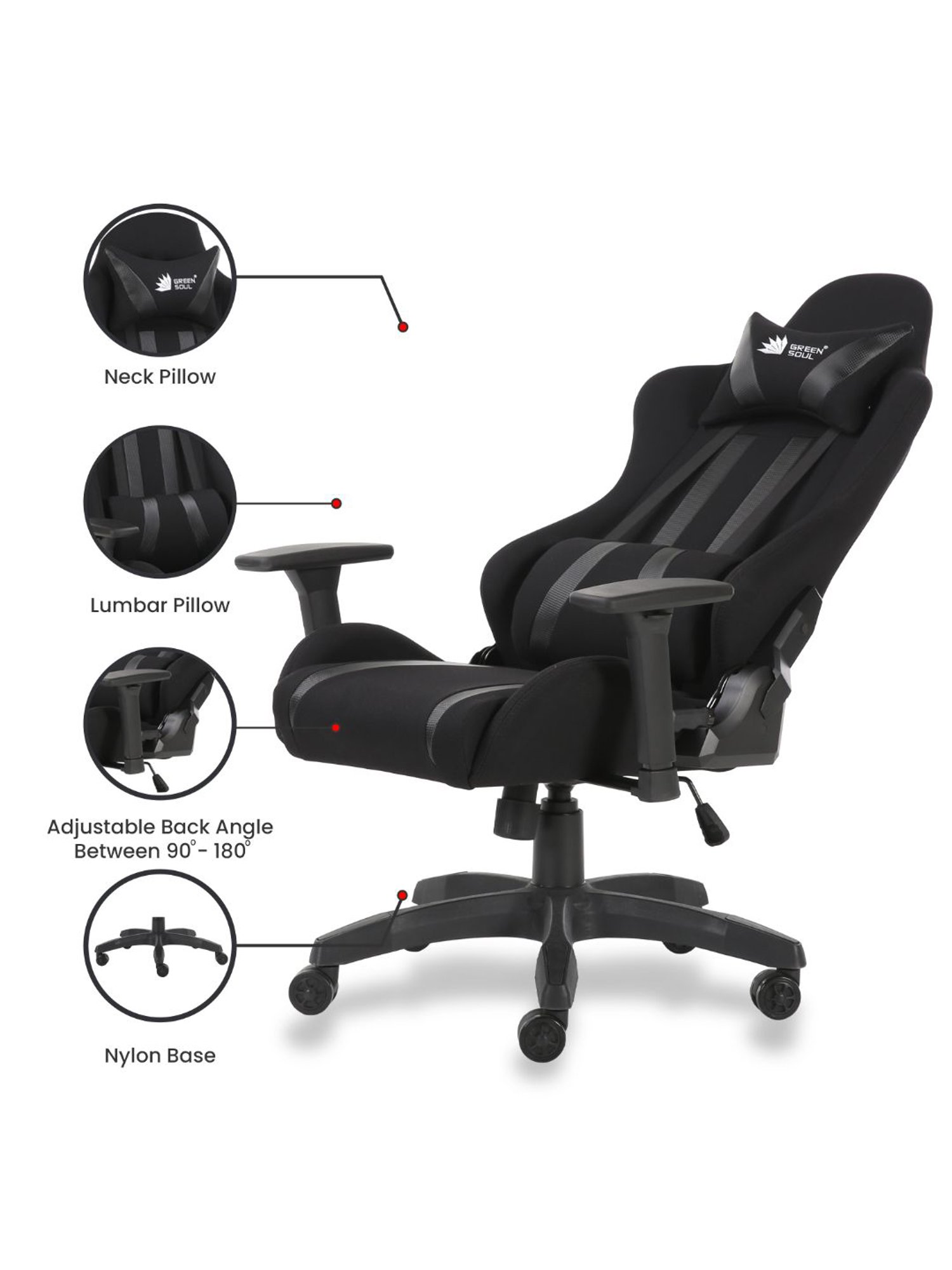 Green Soul Beast Black PU Leather Gaming Chair