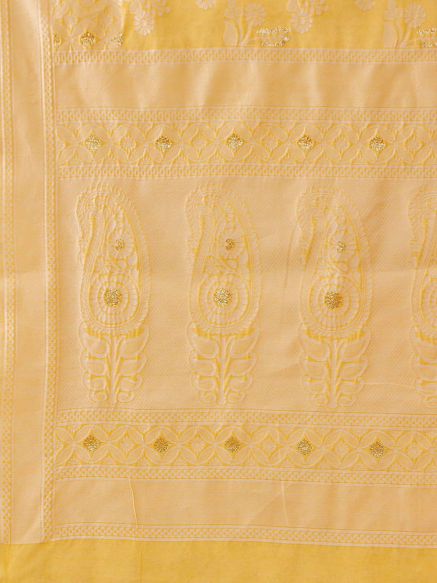 Silk Land Yellow Floral Print Saree With Blouse