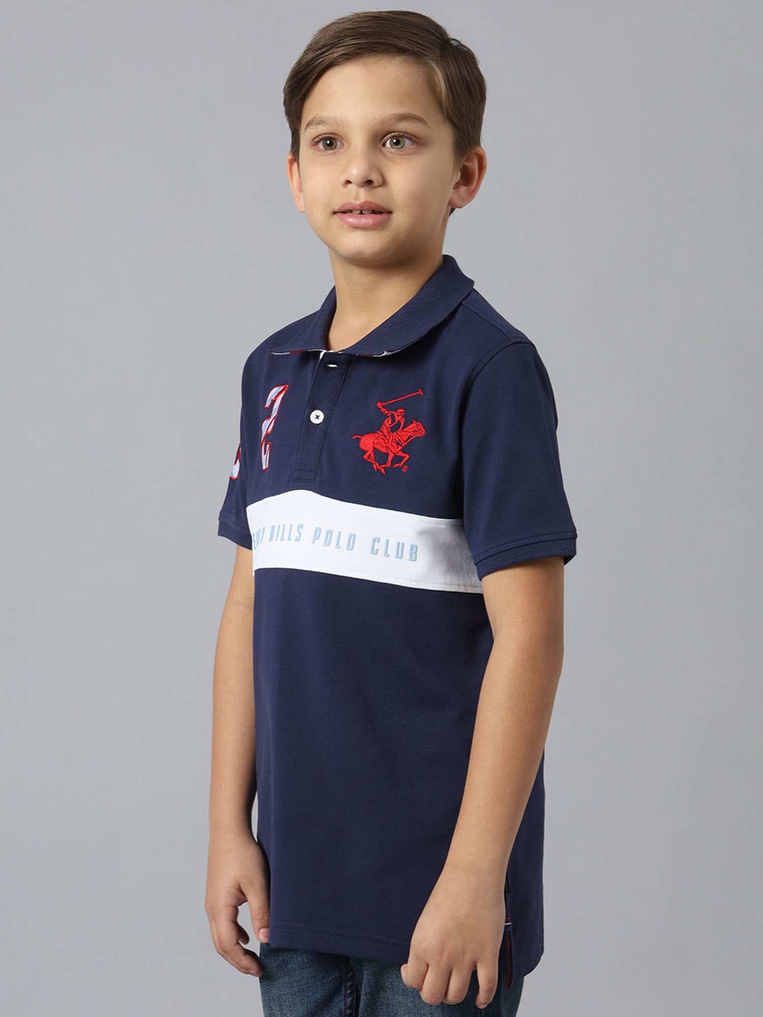 Beverly Hills Polo Club Kids Navy Printed Polo T-Shirt
