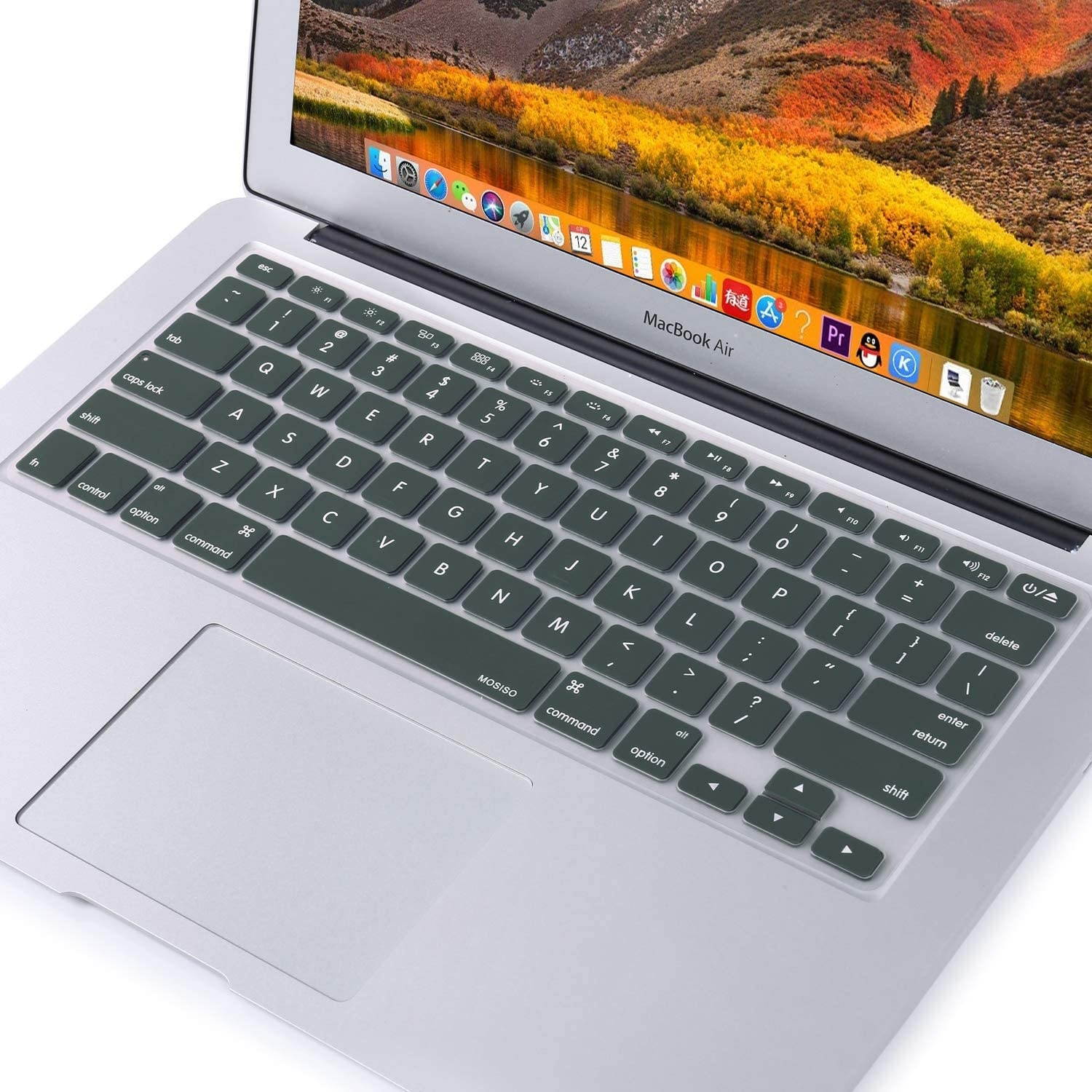 MOSISO Silicone Keyboard Cover Compatible with MacBook Pro 13/15 Inch (with/Without Retina Display, 2015 or Older Version),Older MacBook Air 13 Inch (A1466 / A1369, Release 2010-2017), Midnight Green