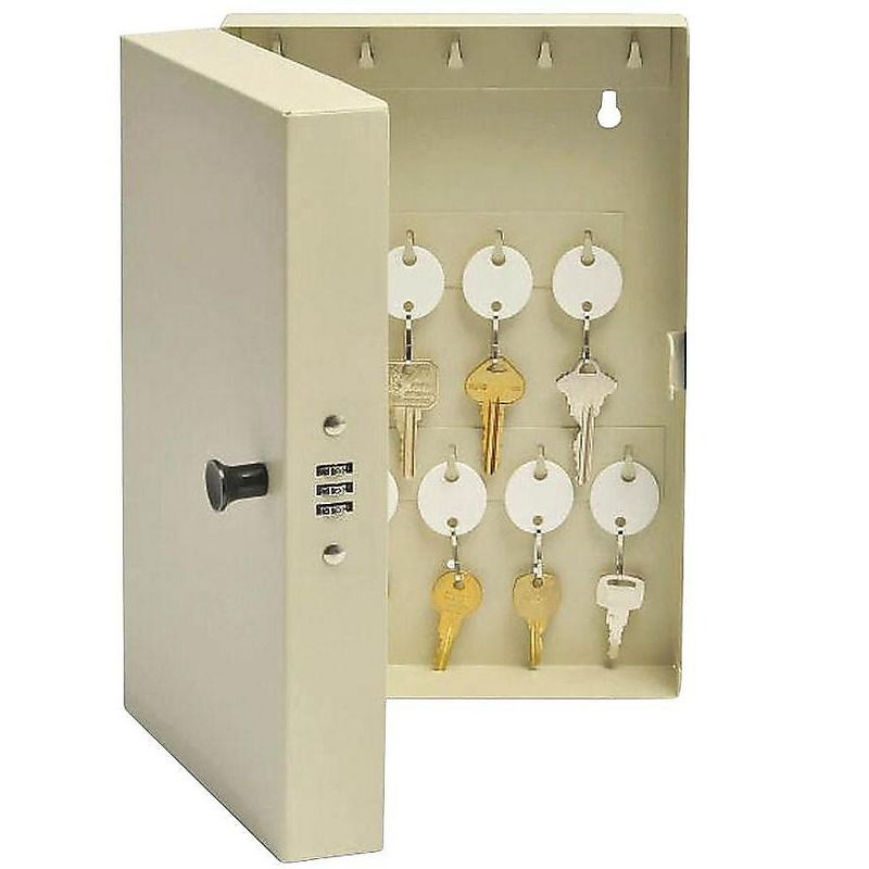 SteelMaster Hook-Style Key Cabinet 28-Key Steel Putty 7-3/4"w x 3-1/4"d x 11-1/2"h 201202889