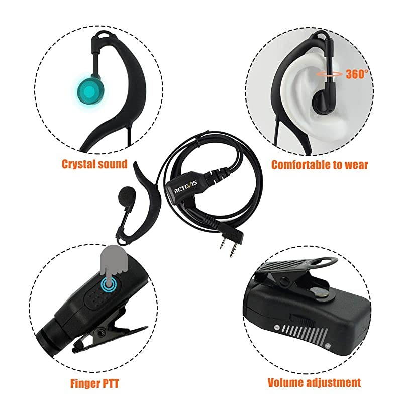 RT18 Radios Walkie Talkies with Earpiece Headsets,Business Portable Two-Way Radios Rechargeable,Mini,Dual PTT,Metal Clip,for Healthcare Retail School(10 Pack)