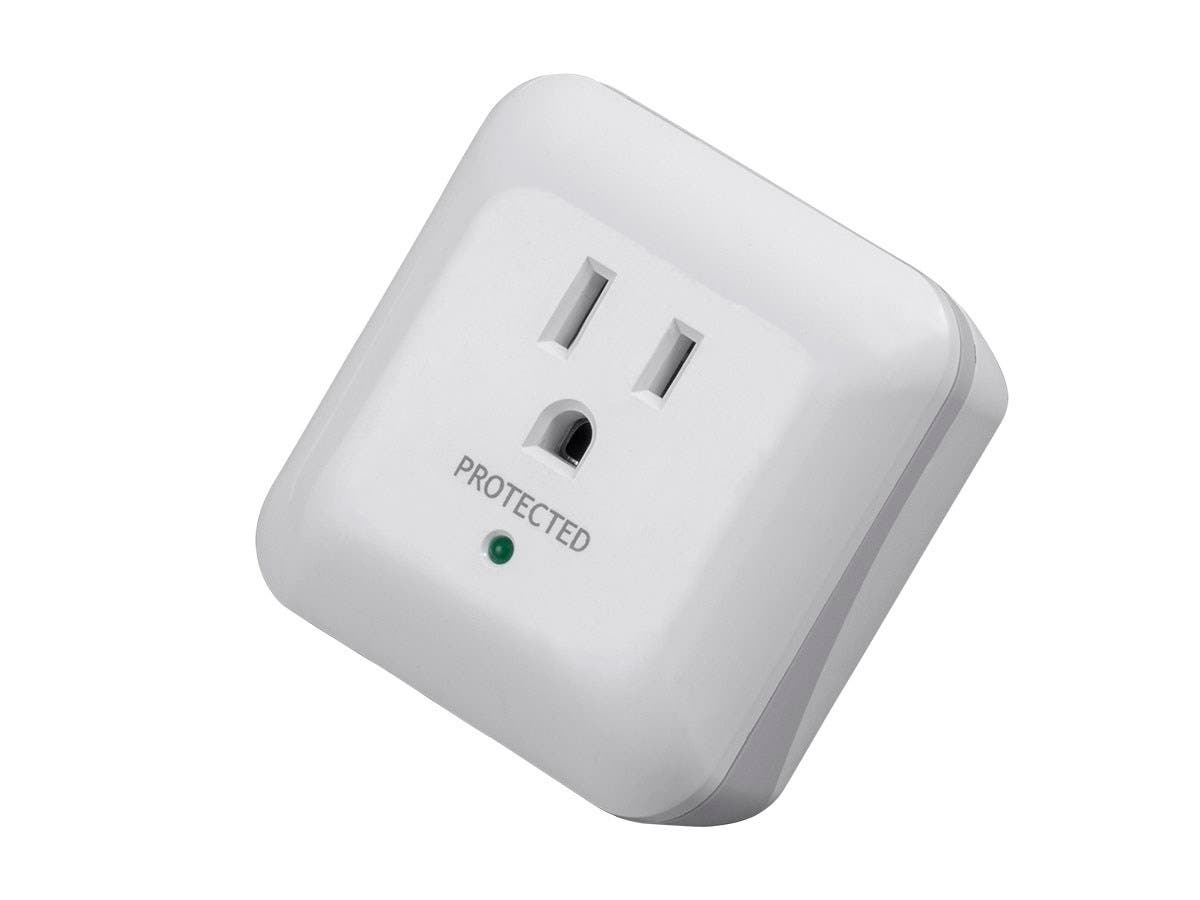 Monoprice 1 Outlet Surge Protector with End of Service Alarm, 900 Joules, White