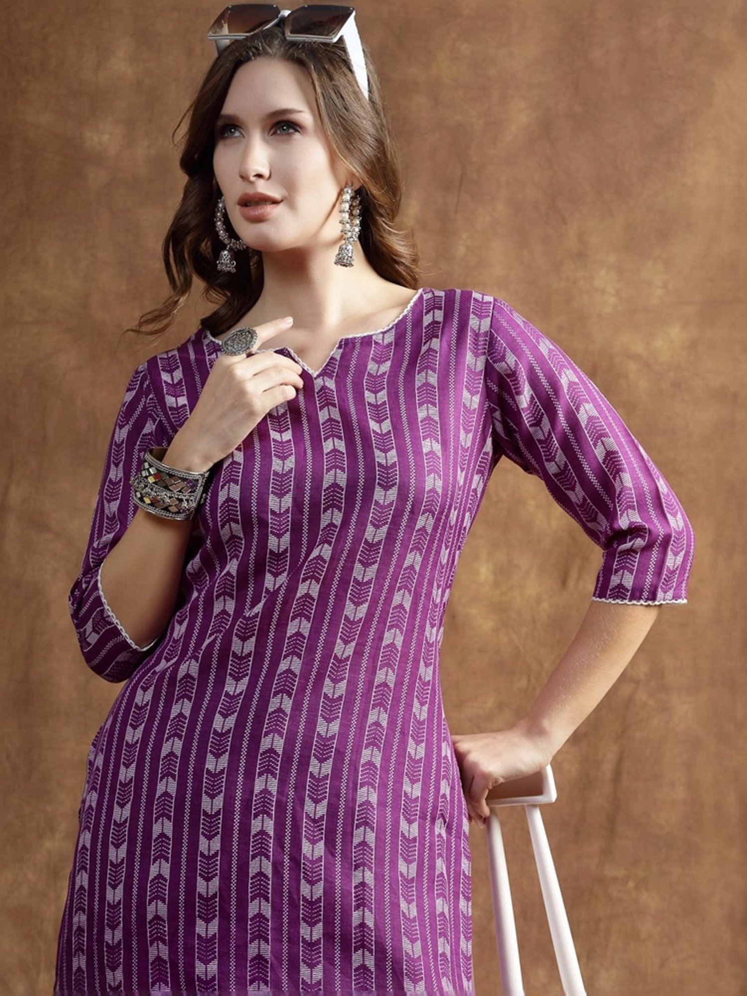 Stylum Violet Printed Kurta & Pant Set