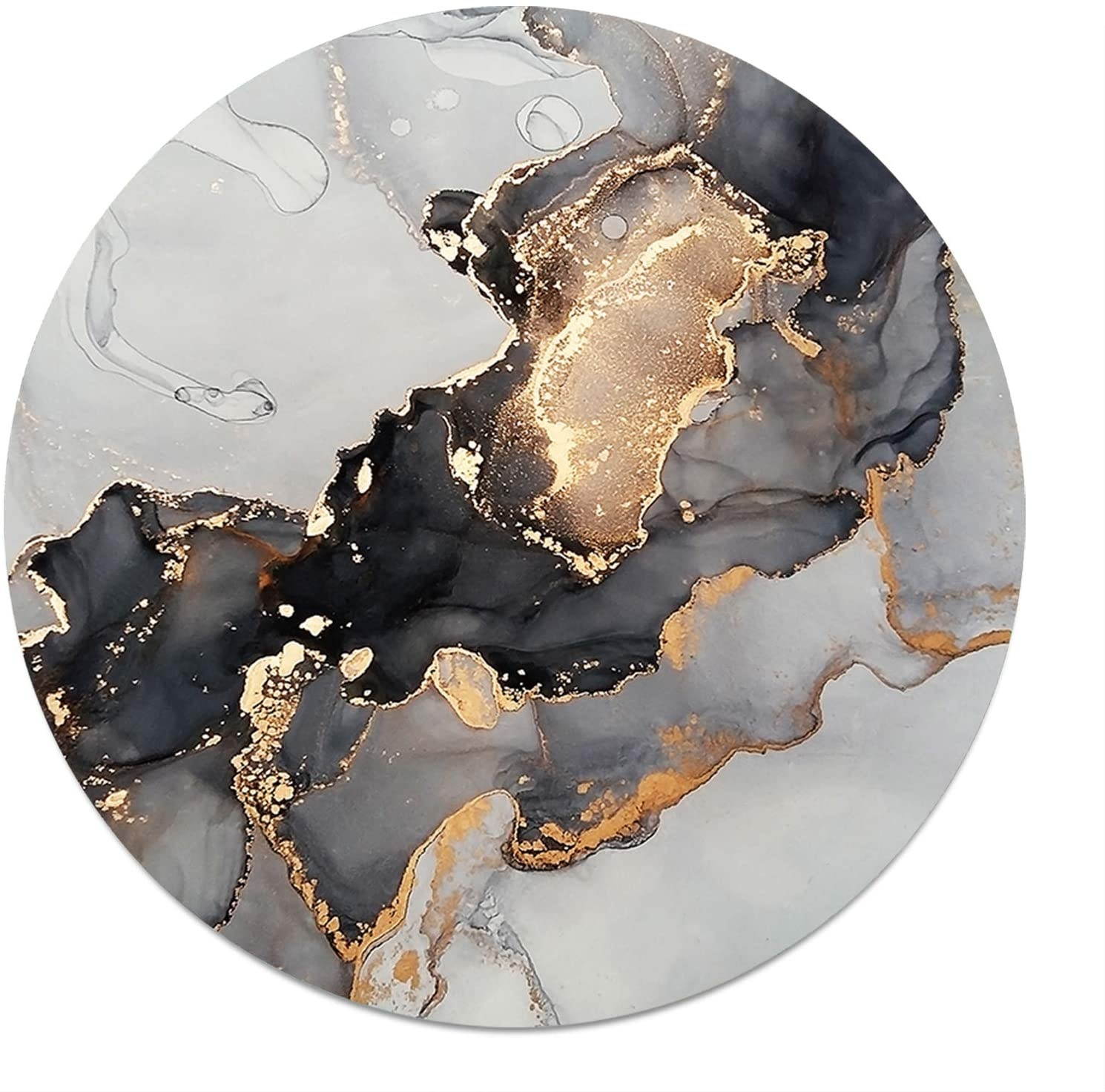 Artiron Mouse Pad, Gray Ink Marble Round Art Customized Designs Non-Slip Rubber Base Gaming Mouse Pads for Mac, PC, Computers. Ideal for Working or Game 7.9x7.9inch