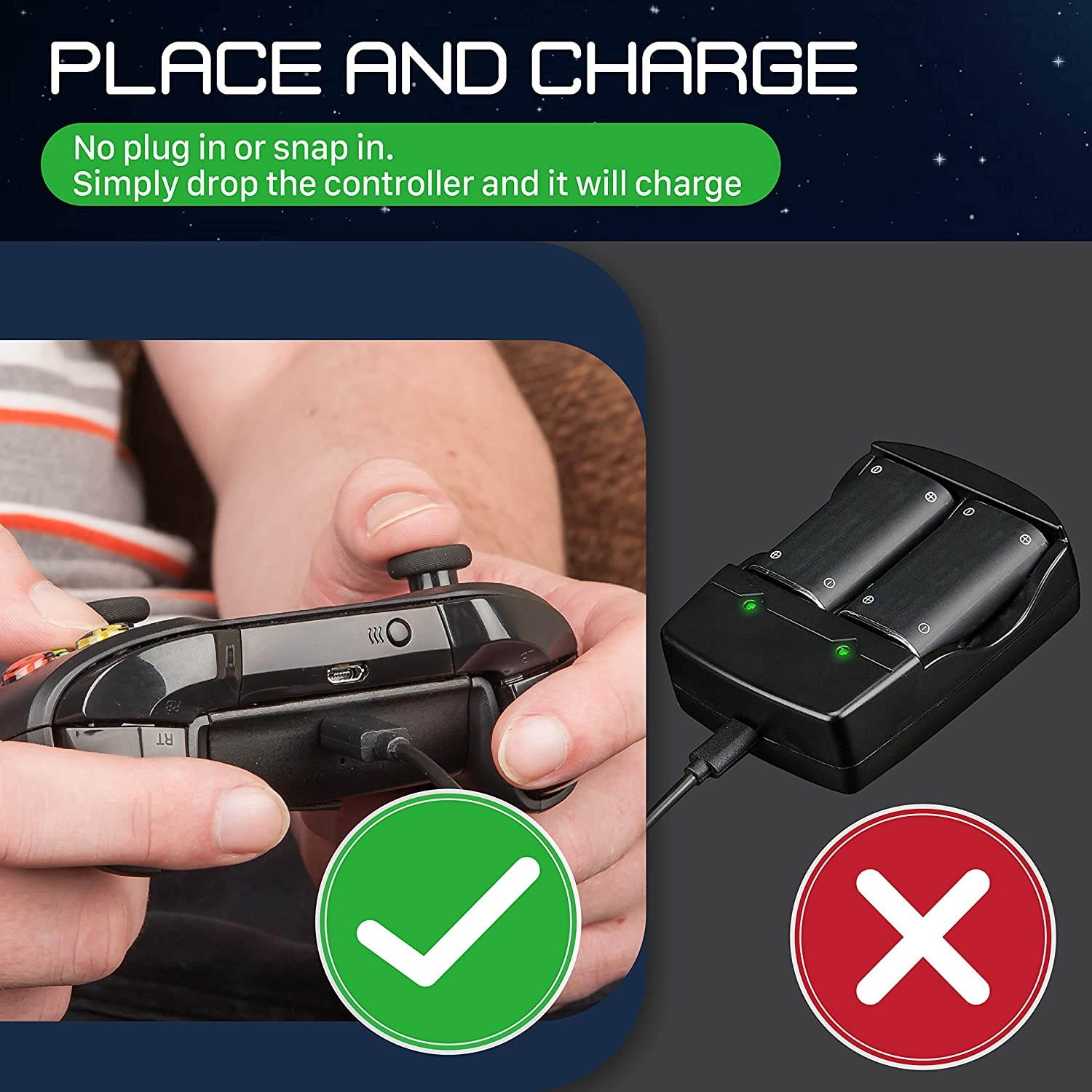 Fosmon Rechargeable Battery Pack Compatible with Xbox One/One X/One S Elite (Not for Xbox Series X/S 2020) Controller (2 Pack), Works with Fosmon Dock C-10659 / C-10709 / C-10738 / C-10751 - Black