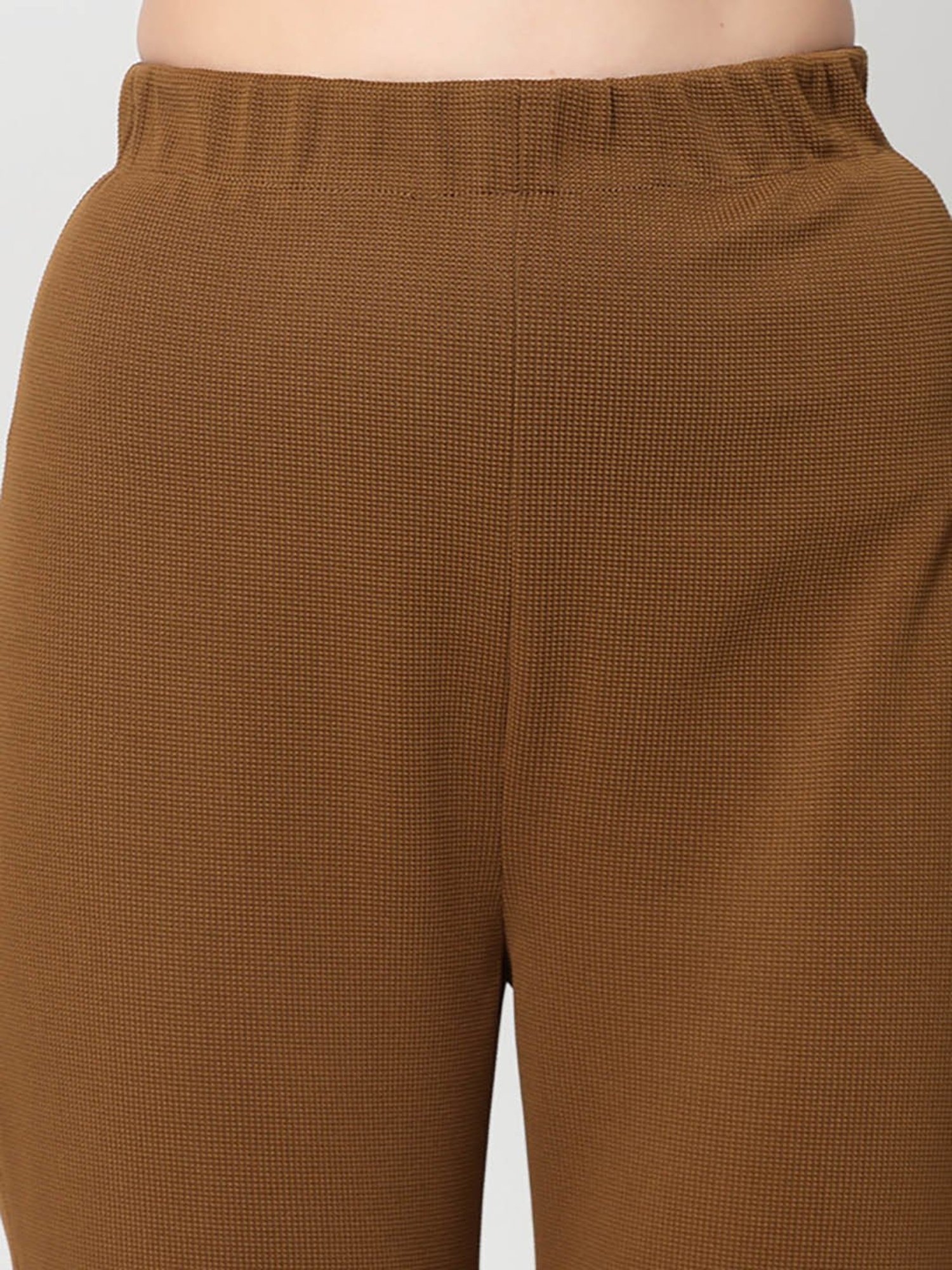 Office & You Mustard Regular Fit Mid Rise Trousers