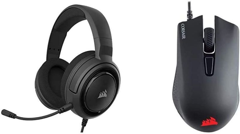 Corsair HS35 - Stereo Gaming Headset - Memory Foam Earcups - Discord Certified - Carbon & Harpoon PRO - RGB Gaming Mouse - Lightweight Design - 12000 DPI Optical Sensor