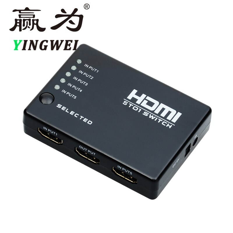 HDMI Splitter 5 Port HDMI Switch Switcher 1080P 5 Input 1 Output Adapter for XBOX 360 PS3 PS4 HDTV HDMI Selector HDMI Extender (1 pcs)