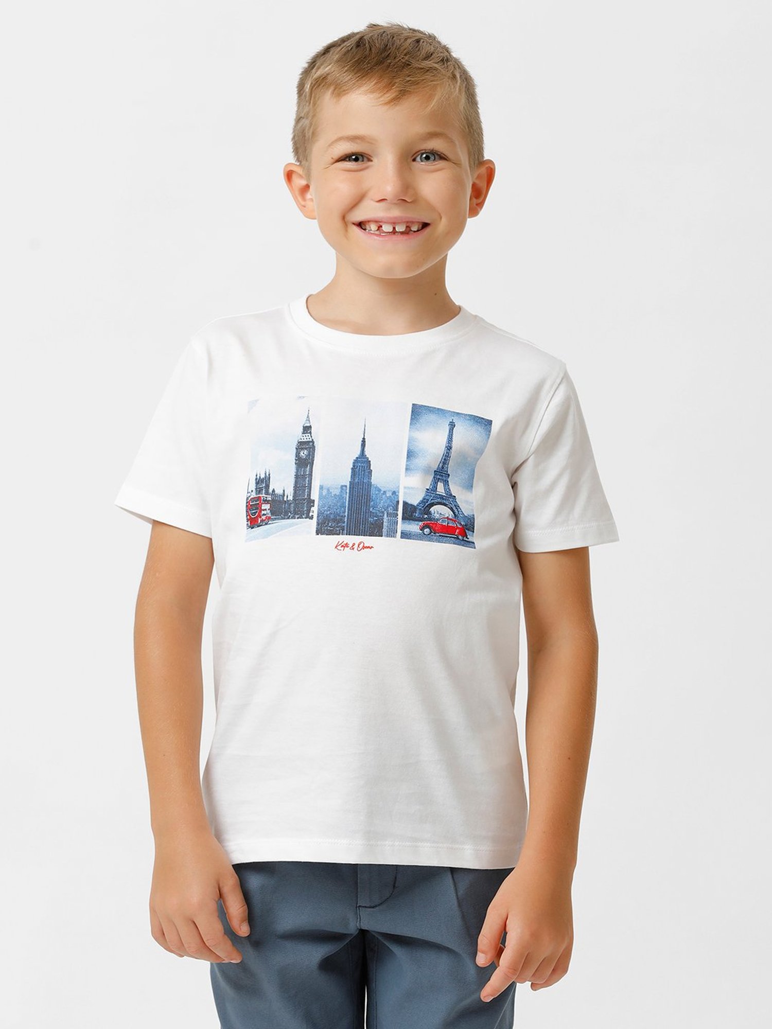 Kate & Oscar Kids White Printed T-Shirt