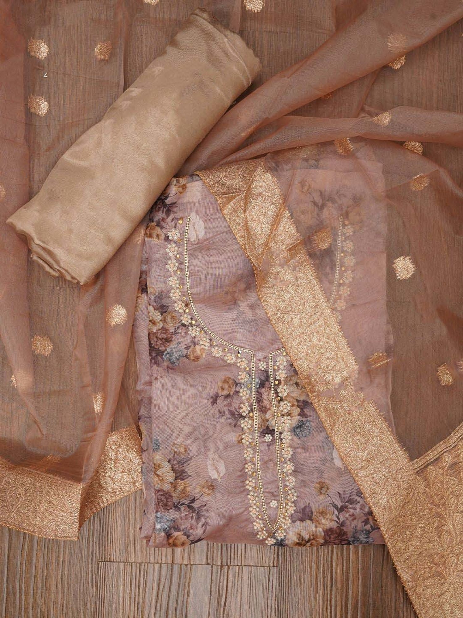 Jaipur Kurti Pink Embellished Unstitched Dress Material