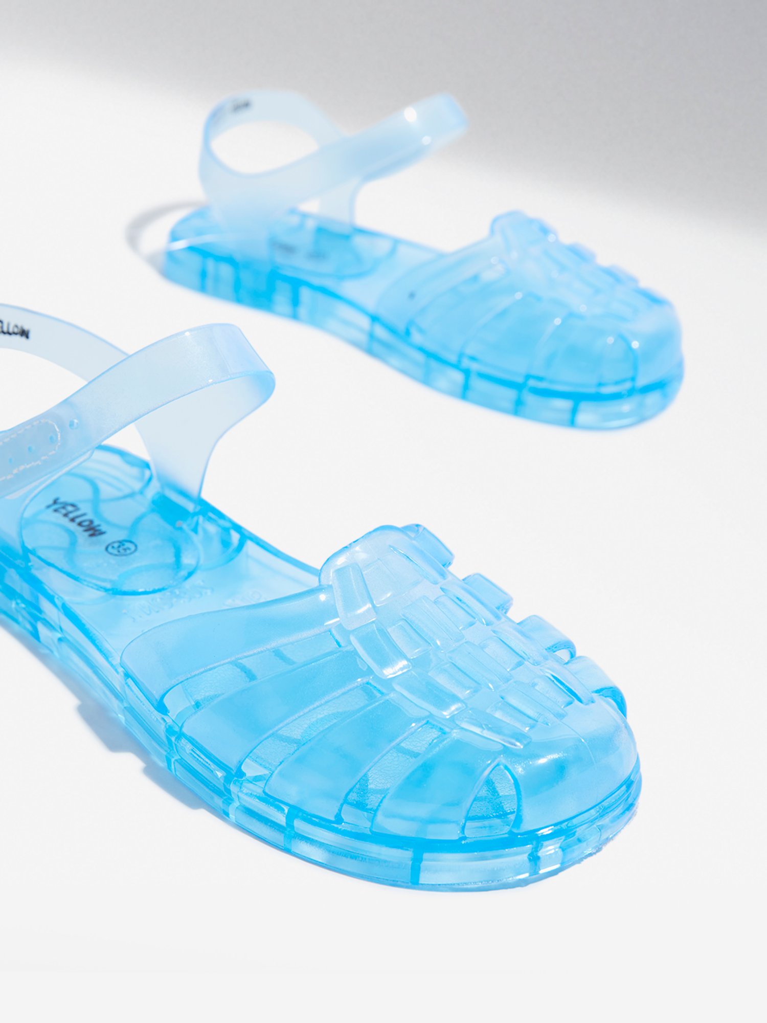 Yellow by Westside Light Blue Vinyl Multi-Strap Sandals