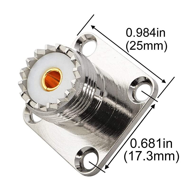 UHF Female SO239 4Hole Panel Chassis Mount Flange Panel Mount Adapter Solder Cup RF Coaxial Coax Connector Adapter for PL259 Male Plug Pack of 2