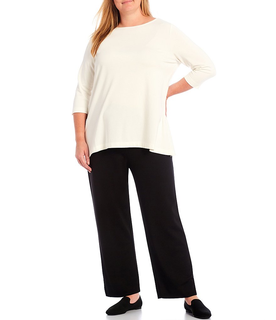 Bryn Walker Plus Size Piera Ponti Elbow 3/4 Sleeve Boat Neck Shirt