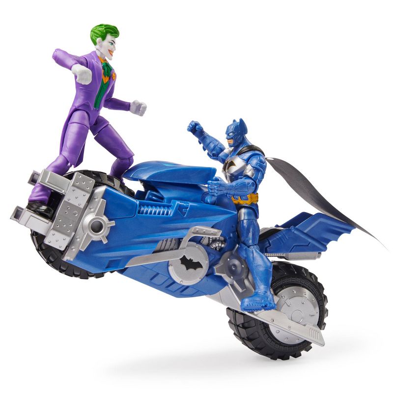 BATMAN Batcycle Vehicle with Batman and The Joker 4" Action Figures