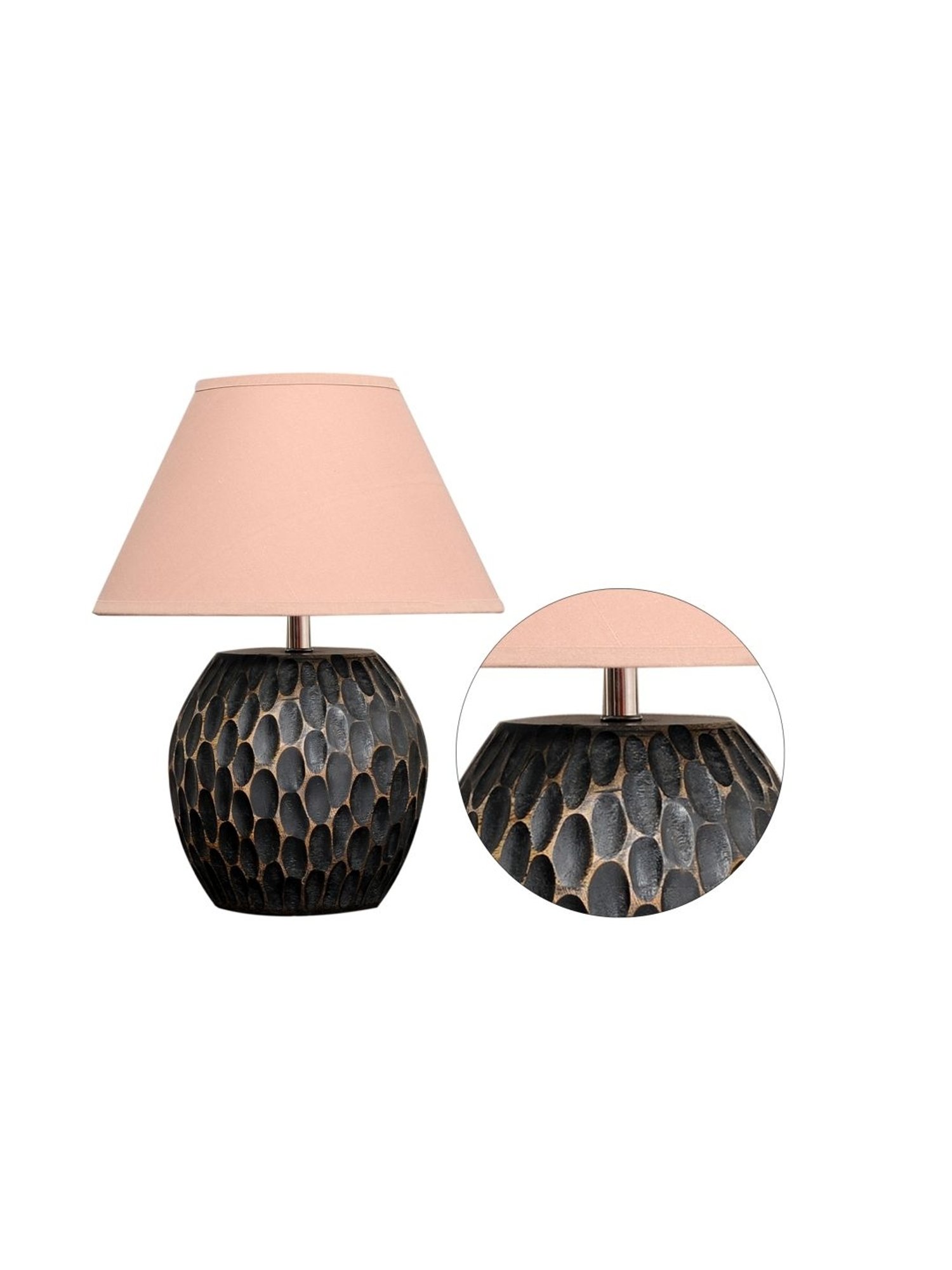 Kapoor Lamp Shades Black & Pink Wood Aida Mini Carved Table Lamp