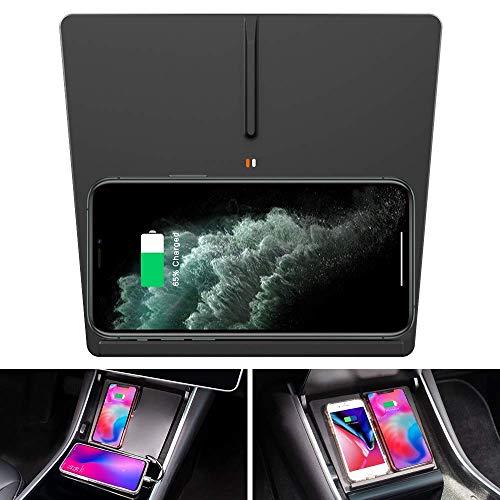 Tesla Model 3 Wireless Phone Charger Pad Horizontally Or Vertically Dual Qi Wireless Smartphone Charging Mat M3 Accessory for Qi Enable Phone Compatible Tesla Model 3 Gen 2 No Software Issue