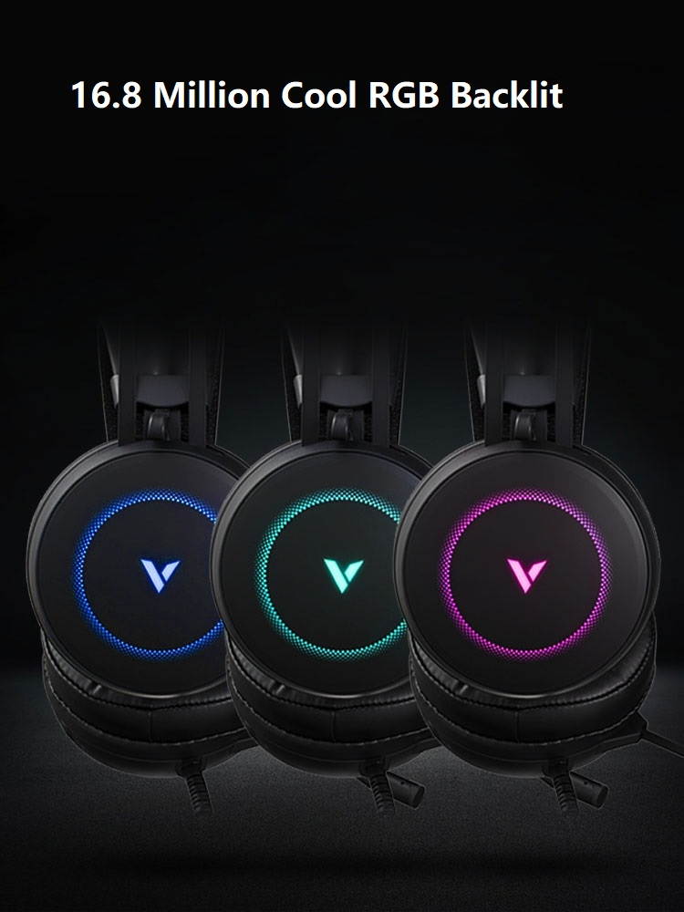 RAPOO VH160 Virtual 7.1 Channel Stereo Sound  RGB Backlit Gaming Headset with Noise-reduction MIC