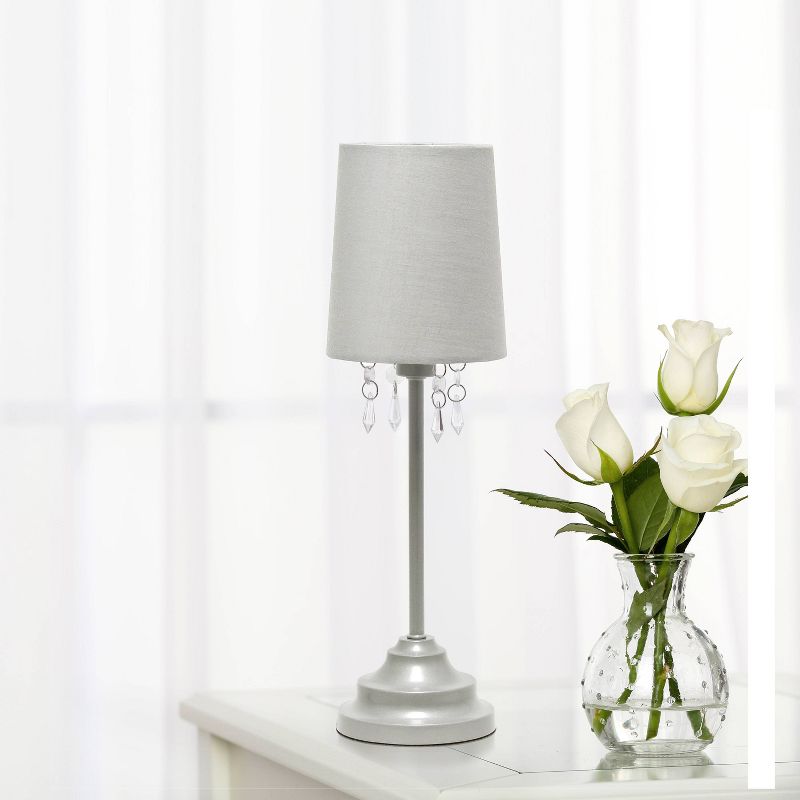 Table Lamp with Fabric Shade and Hanging Acrylic Beads Gray - Simple Designs
