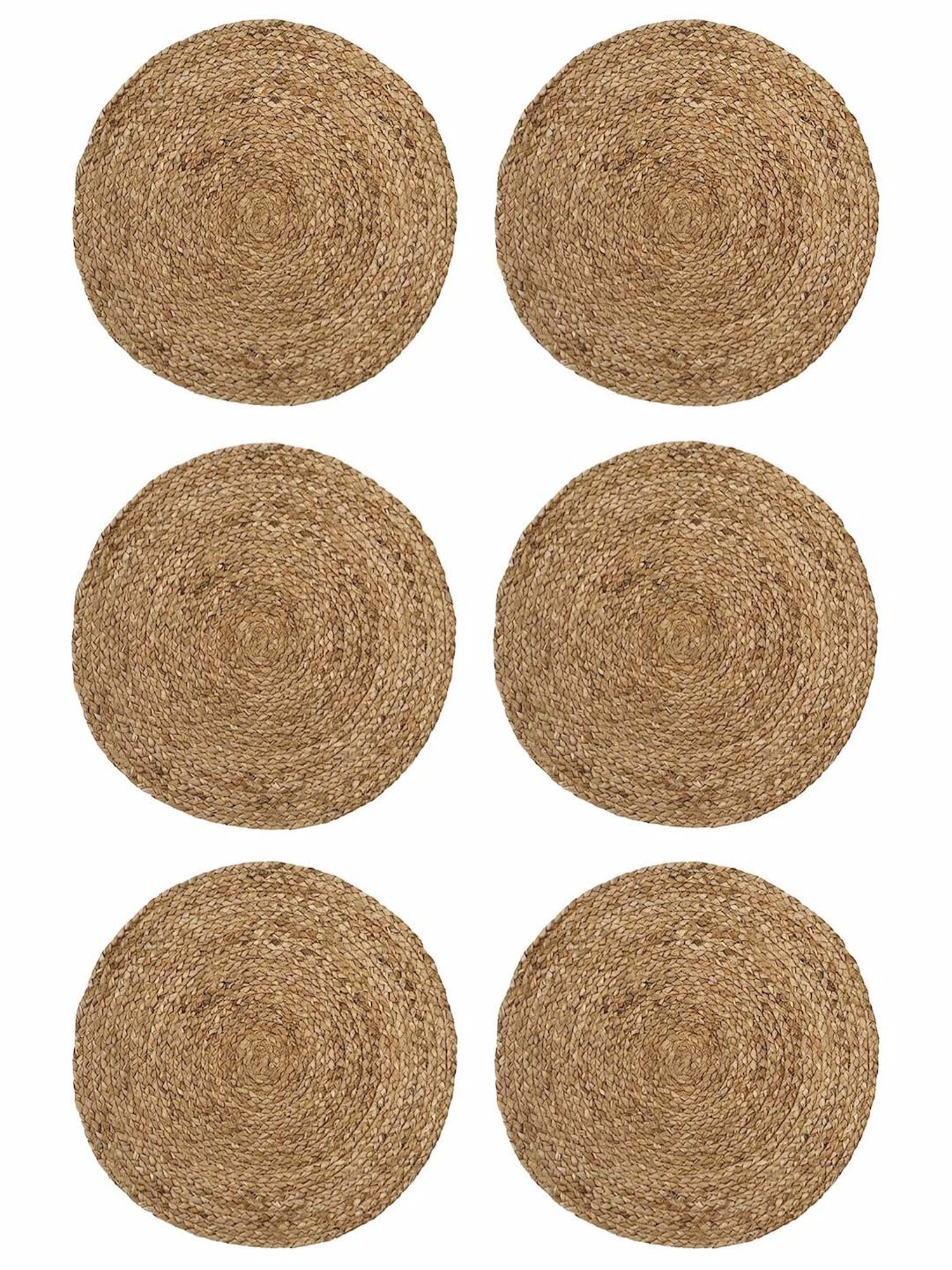 MODERN HOMES Brown Braided Jute Placemats - Set of 6