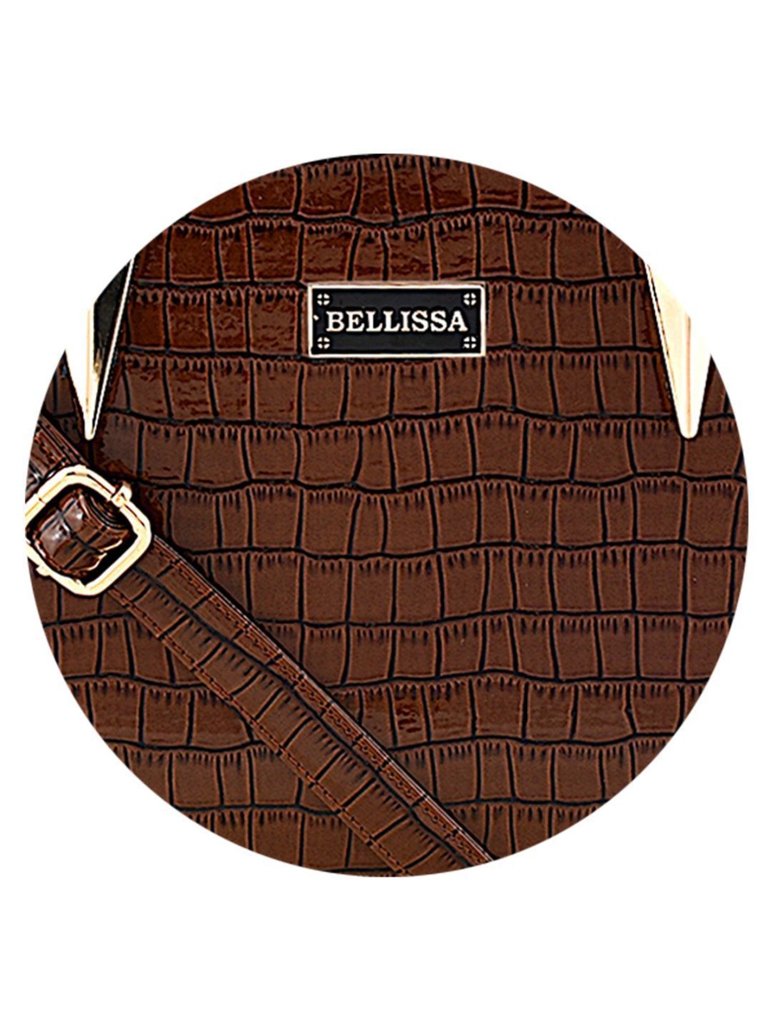 Bellissa Brown Textured Medium Premium Handbag