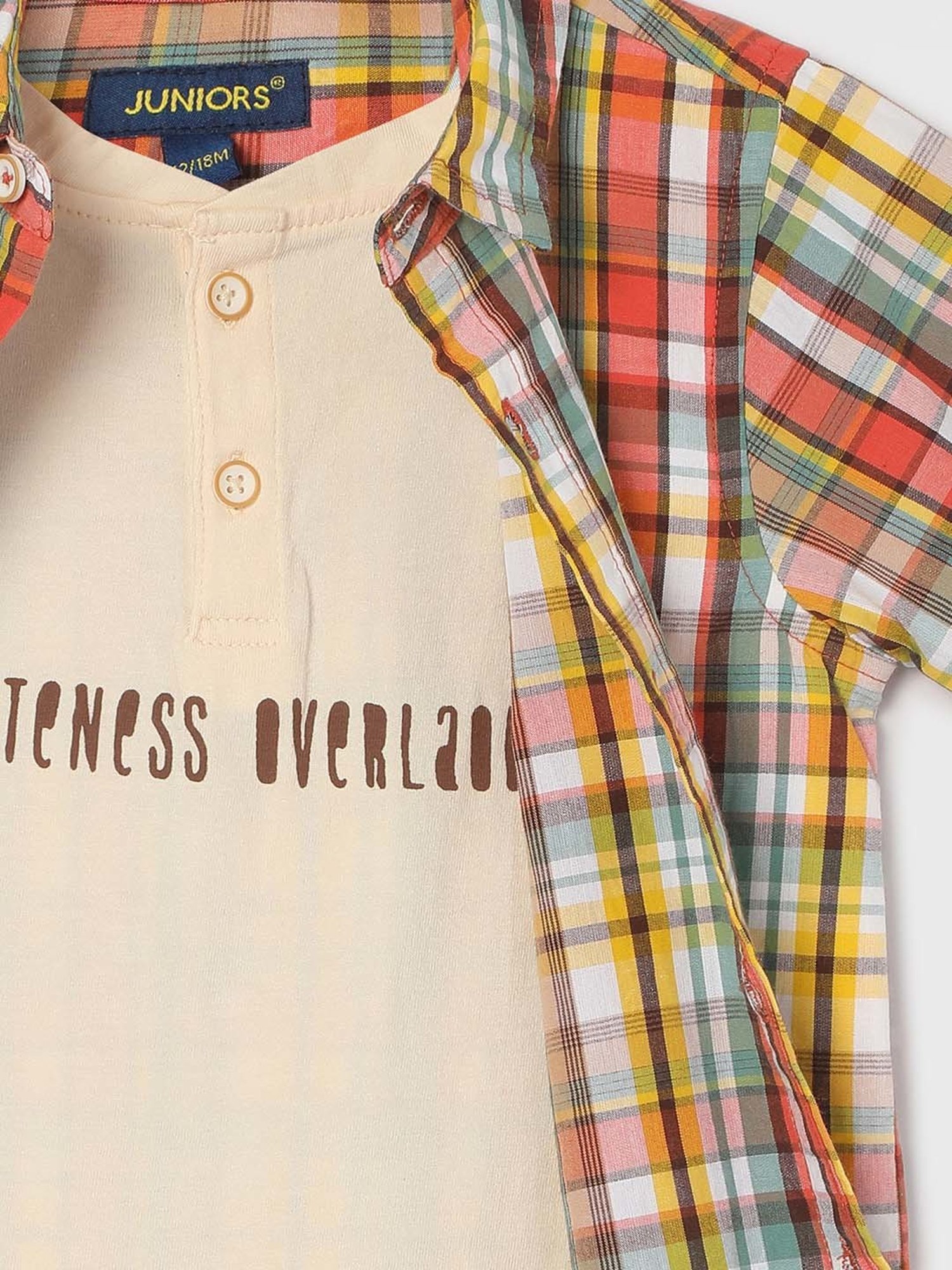 Pantaloons Baby White Cotton Printed Shirt