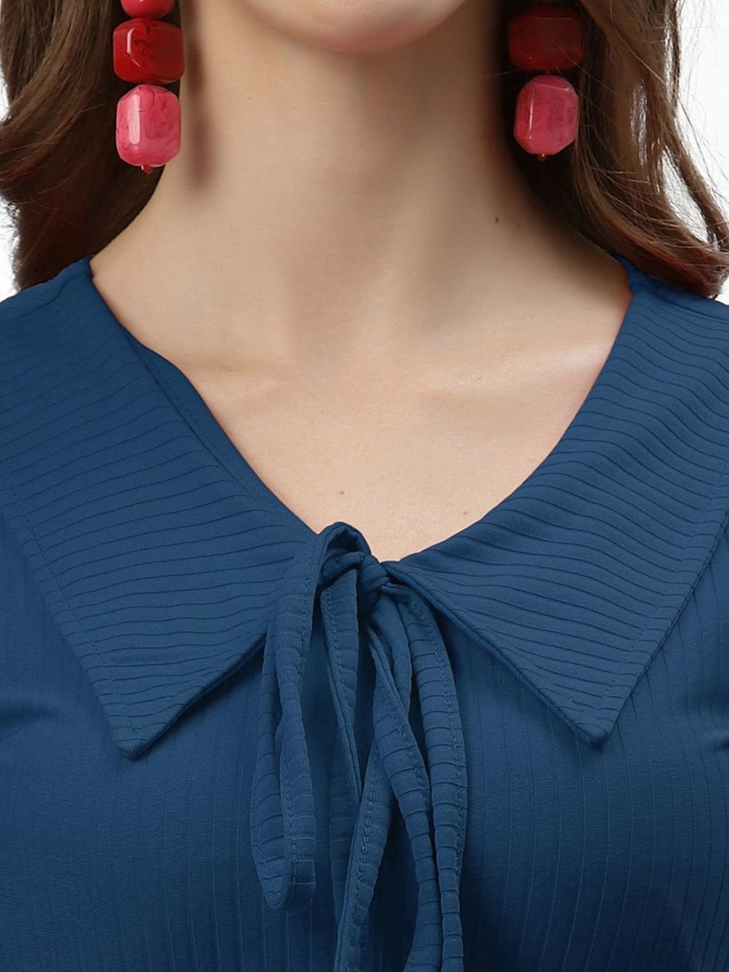 SELVIA Teal Blue Short sleeve Crop Top