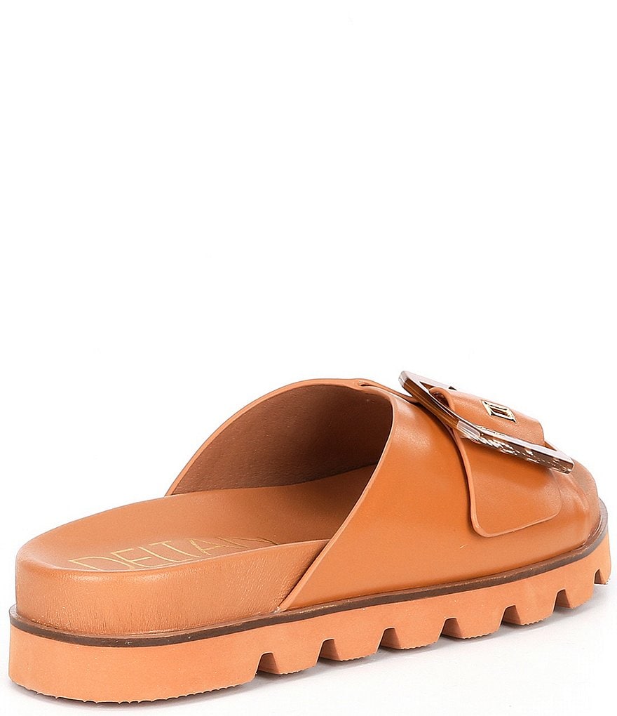 Deltan Benson Leather Buckle Lug Sole Slides
