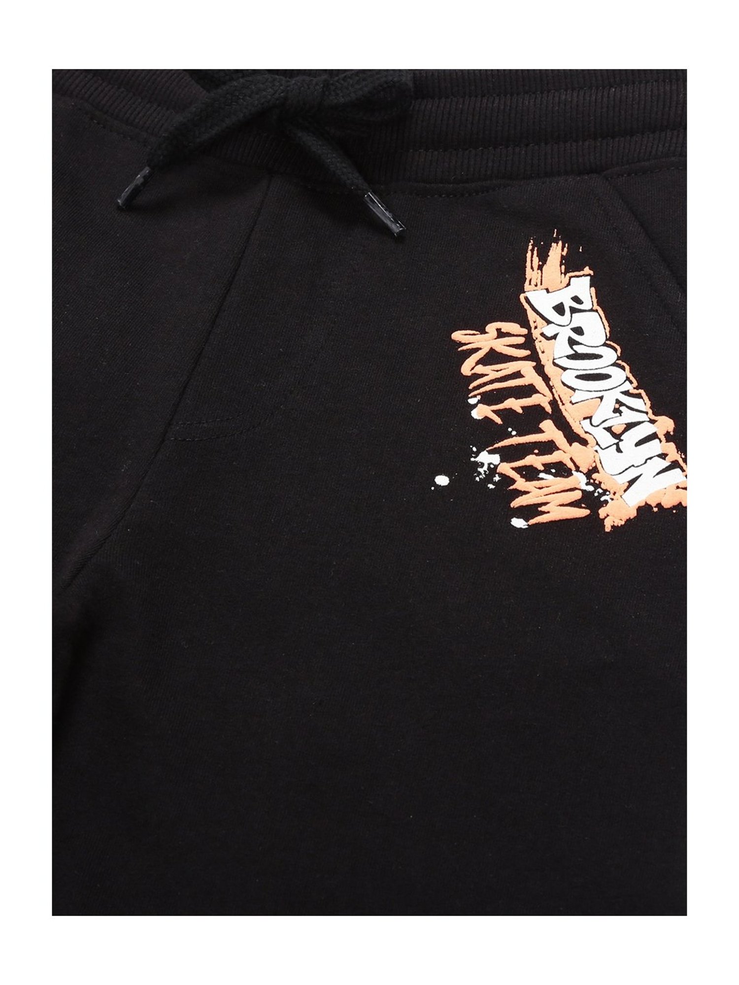 Plum Tree Boys Black Printed Trackpants