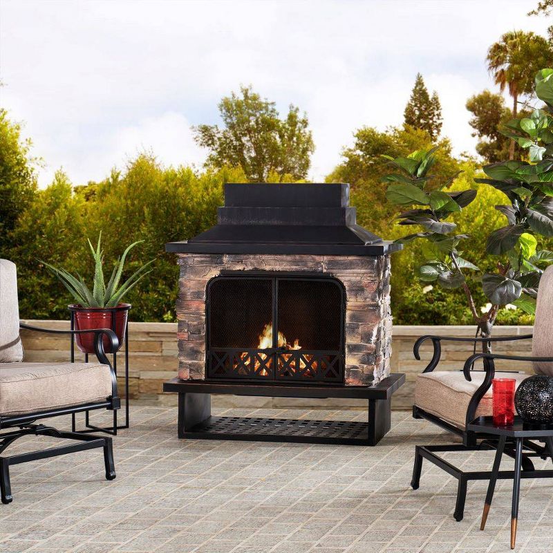 Earhart Outdoor Deep Bowl Steel Fireplace Brown - Sunjoy
