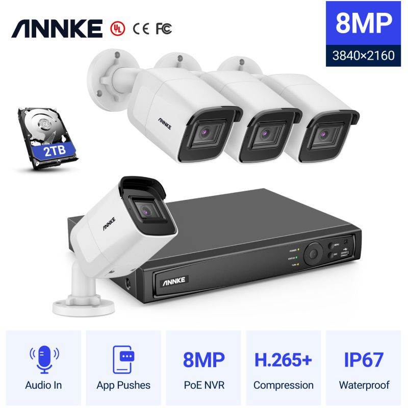ANNKE H800 True 4K Ultra HD PoE System with Audio Record with 2TB Supports 256 GB TF Card Remote Access