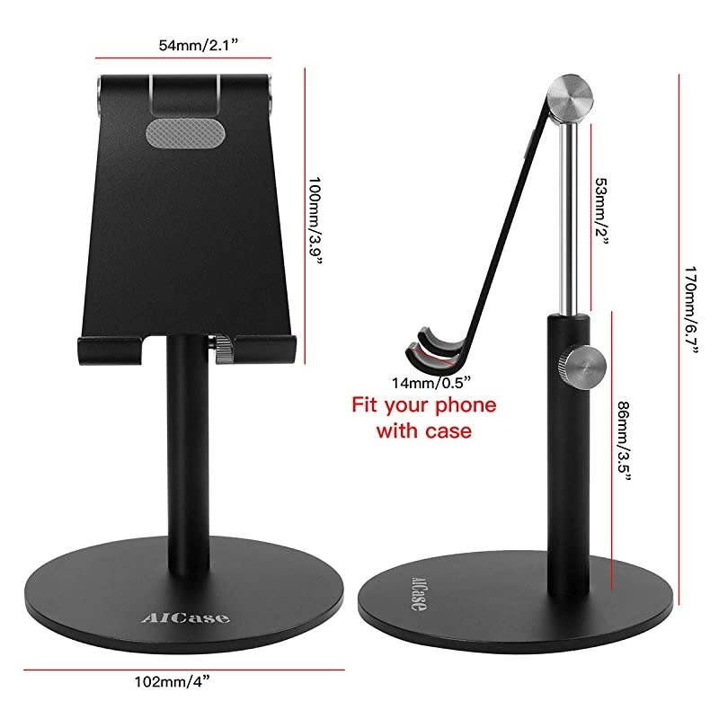 Adjustable TabletPhone Stand  Telescopic Adjustable iPad Stand HolderUniversal Multi Angle Aluminum Stand Compatible with iPhone Smart Cell PhoneTabletiPad413 inch Black
