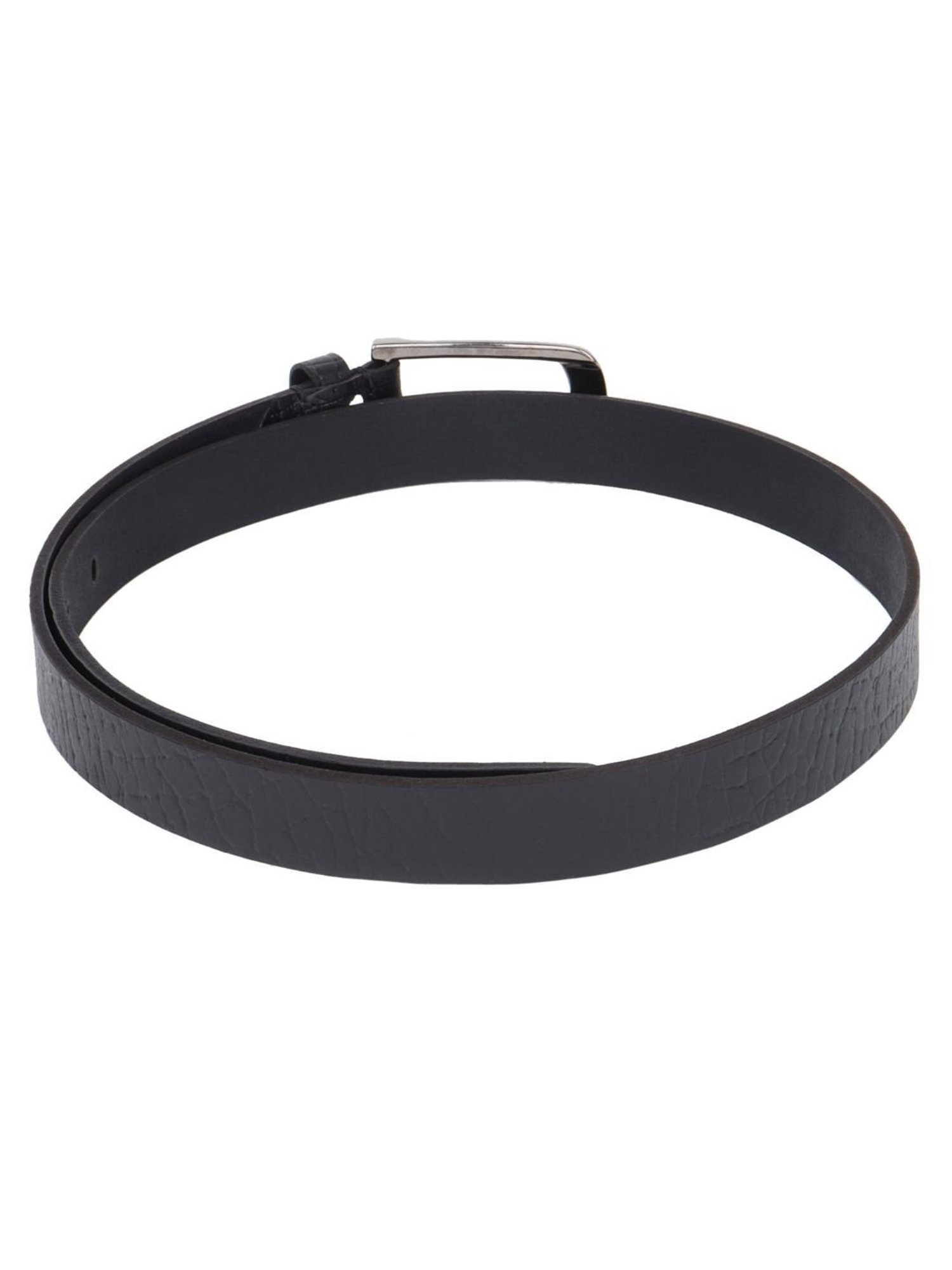 Aditi Wasan Black Textured Casual Leather Belt for Women