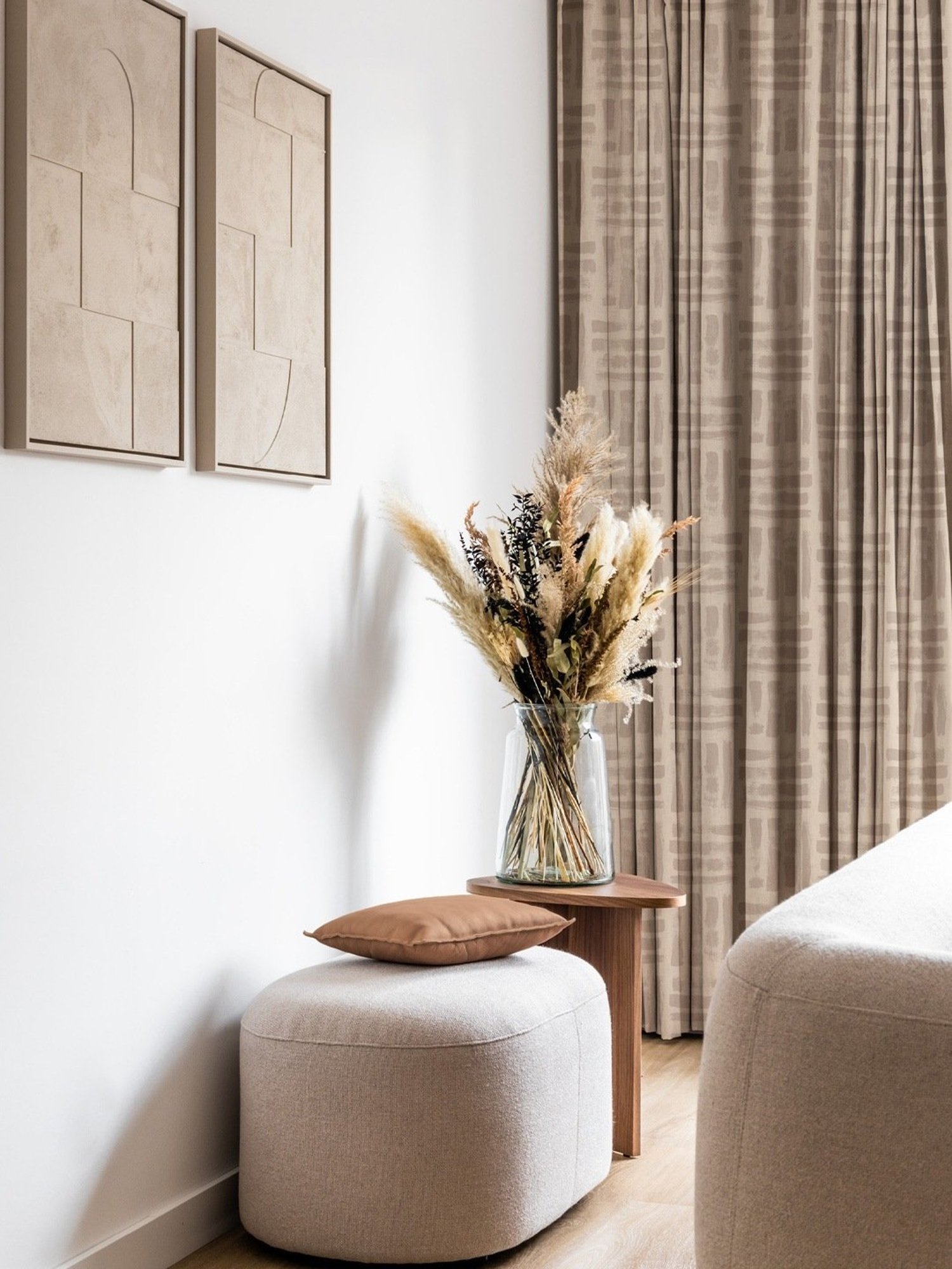 SPACES DRAPE STORY Elegent Beige Polyester 8 FT Door Curtain - Set of 2